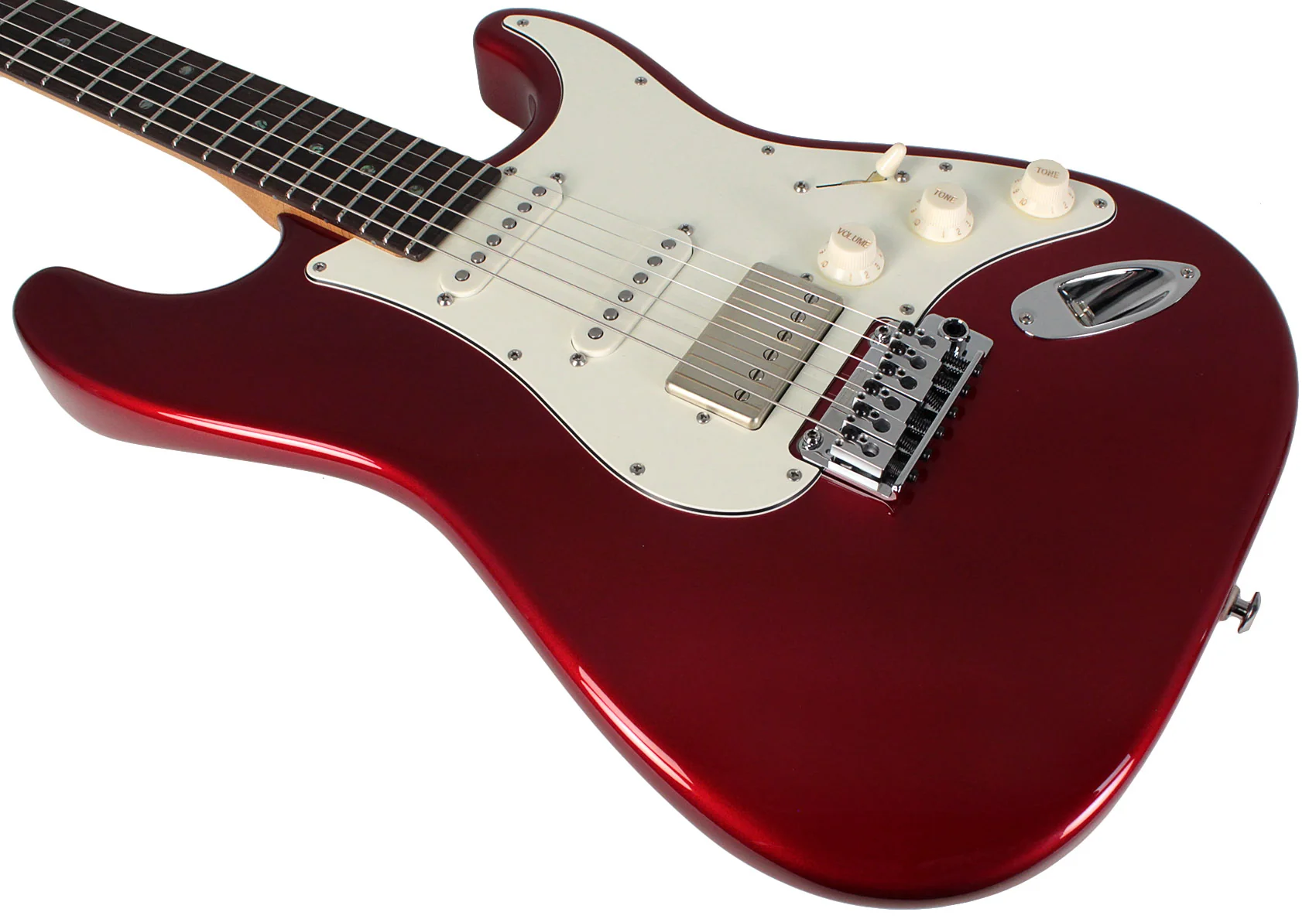Suhr Select Classic S HSS Guitar, Roasted Neck, Candy Apple Red Metallic, Parchment - Image 4