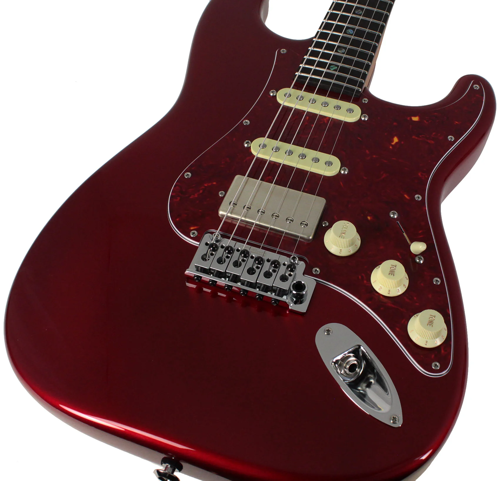 Suhr Select Classic S HSS Guitar, Roasted Neck, Candy Apple Red Metallic, Tortoise Shell - Image 3