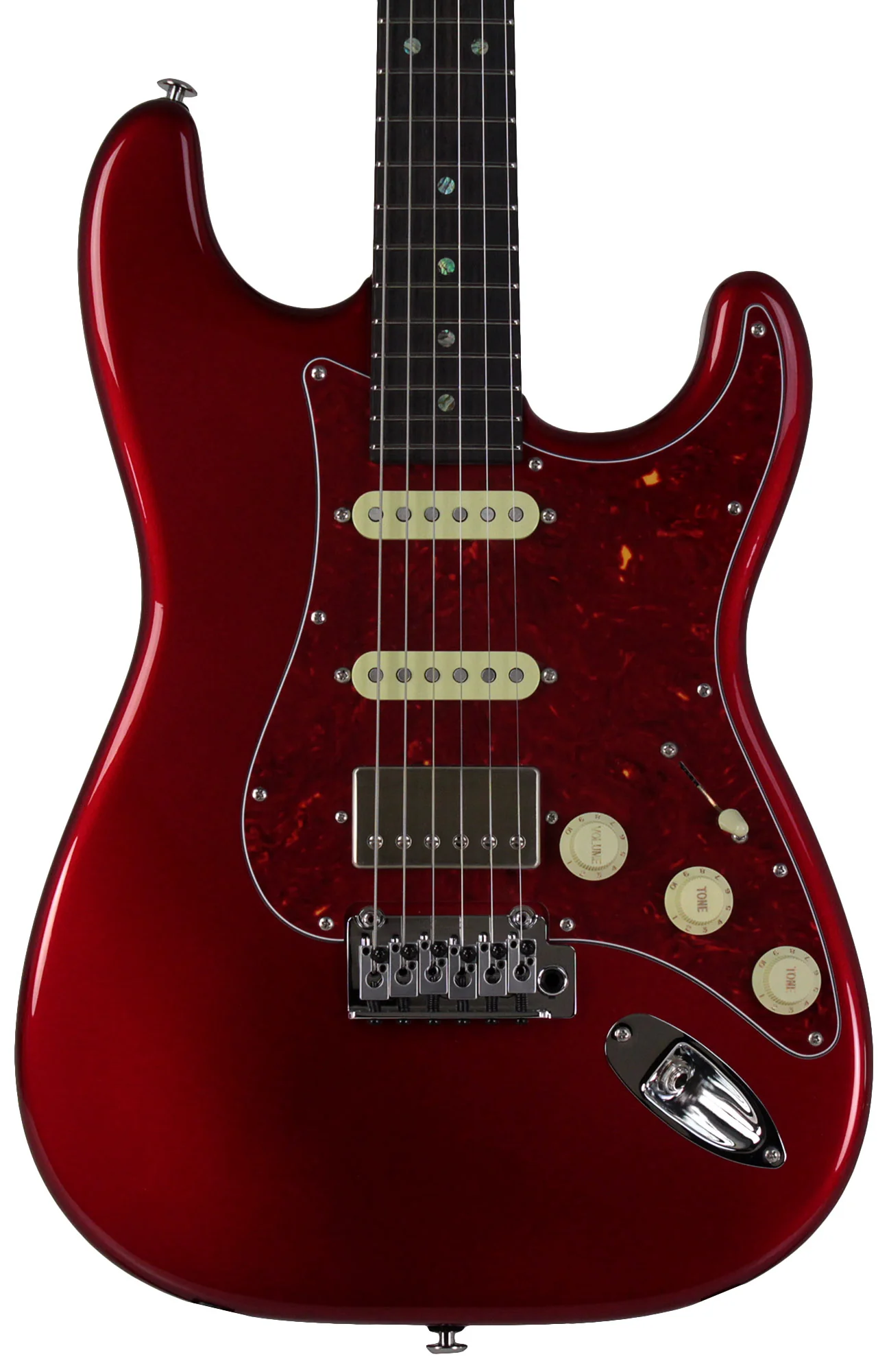 Suhr Select Classic S HSS Guitar, Roasted Neck, Candy Apple Red Metallic, Tortoise Shell - Image 6