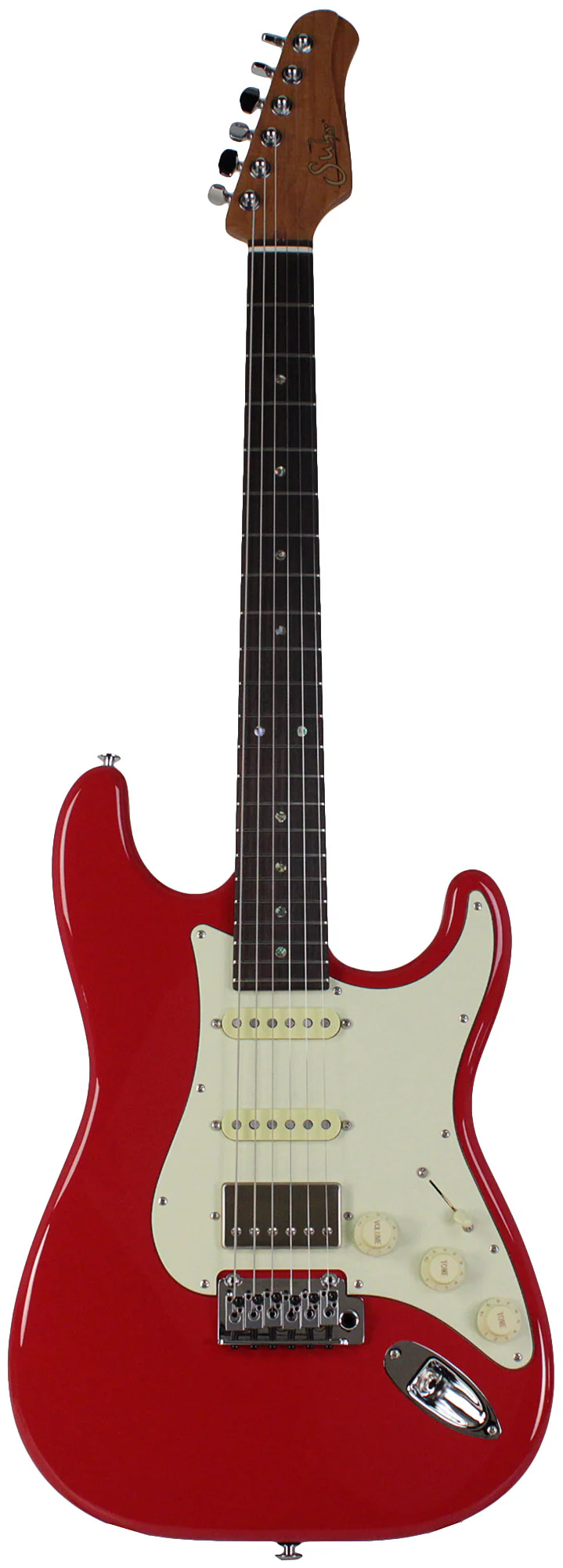 Suhr Select Classic S HSS Guitar, Roasted Neck, Dakota Red, Aged Green