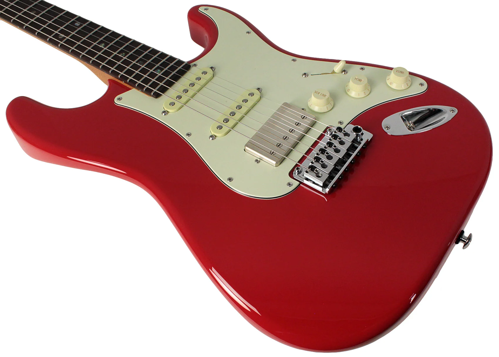 Suhr Select Classic S HSS Guitar, Roasted Neck, Dakota Red, Aged Green - Image 4