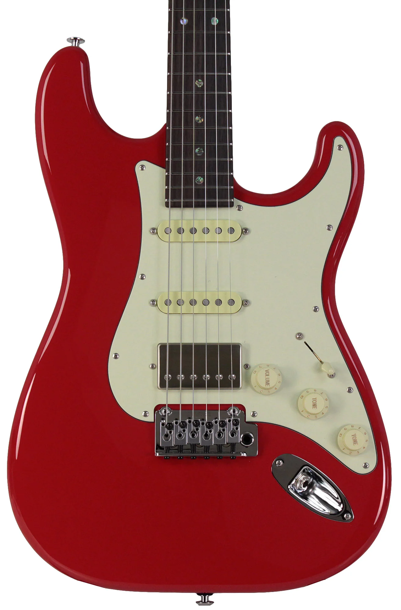 Suhr Select Classic S HSS Guitar, Roasted Neck, Dakota Red, Aged Green - Image 6