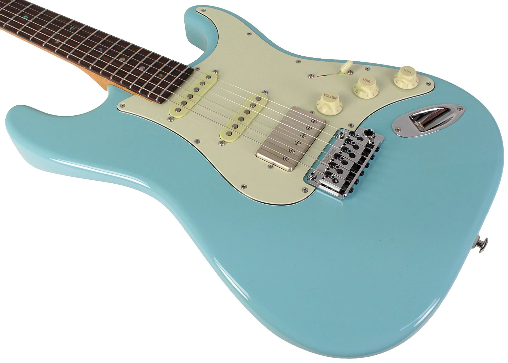 Suhr Select Classic S HSS Guitar, Roasted Neck, Daphne Blue, Mint PG - Image 4