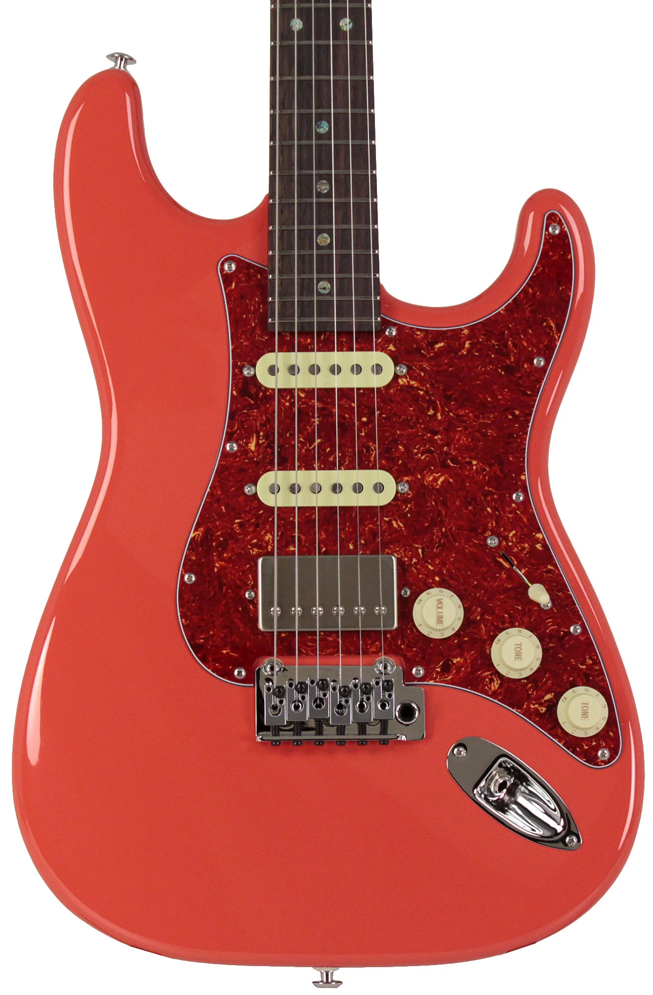 Suhr Select Classic S HSS Guitar, Roasted Neck, Fiesta Red, Tortoise Shell - Image 6