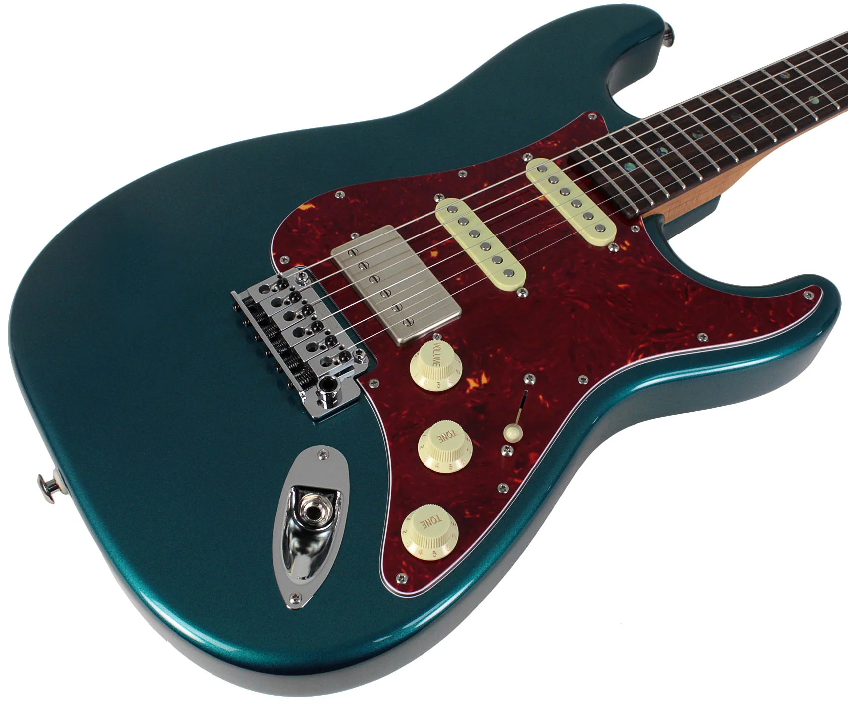 Suhr Select Classic S HSS Guitar, Roasted Neck, Ocean Turquoise Metallic, Tortoise Shell - Image 2