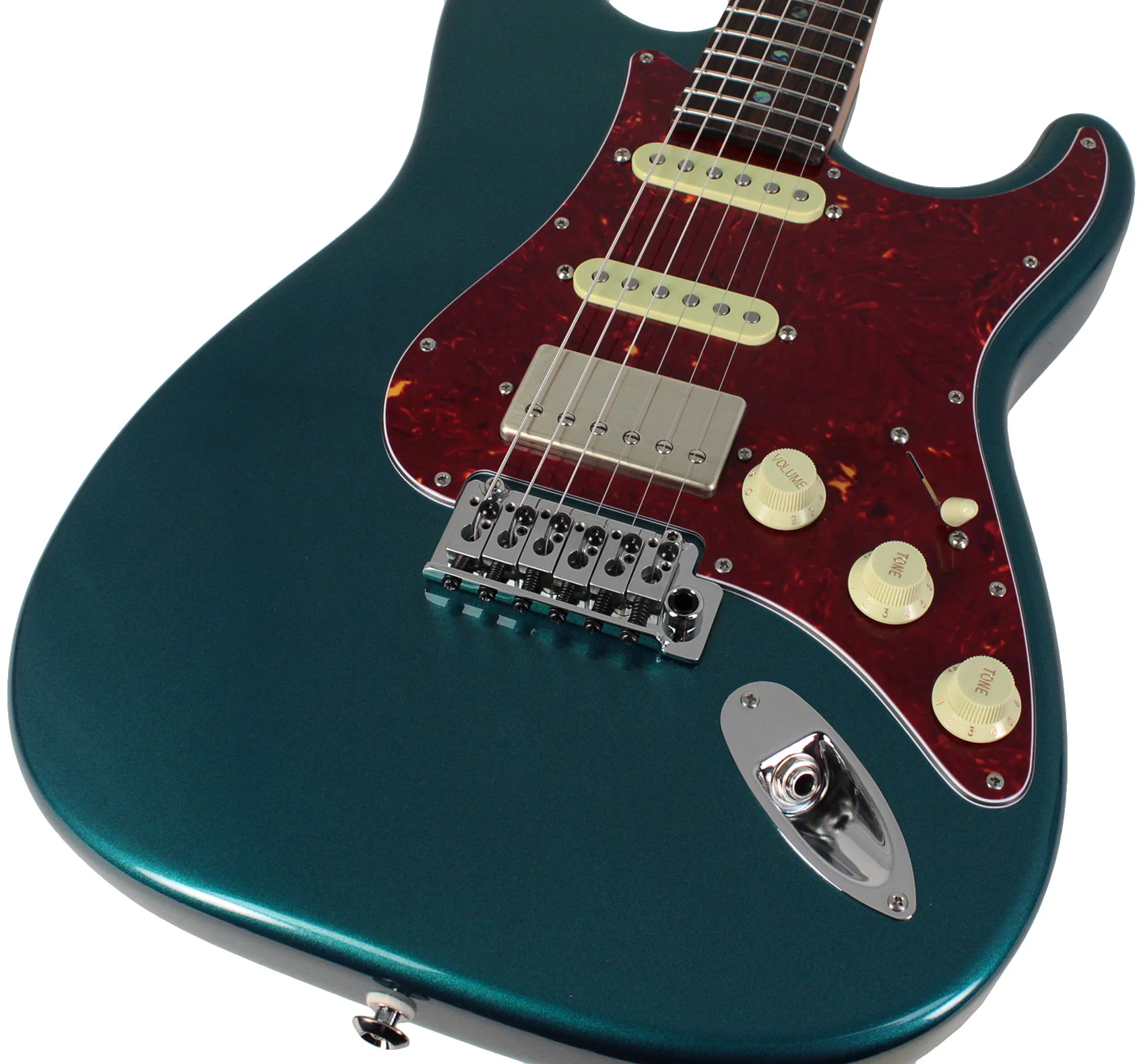 Suhr Select Classic S HSS Guitar, Roasted Neck, Ocean Turquoise Metallic, Tortoise Shell - Image 3