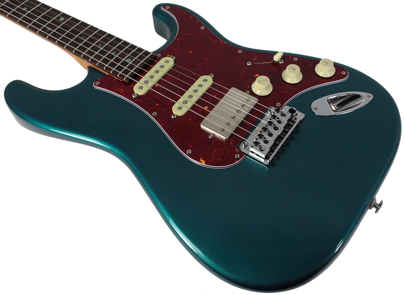 Suhr Select Classic S HSS Guitar, Roasted Neck, Ocean Turquoise Metallic, Tortoise Shell - Image 4