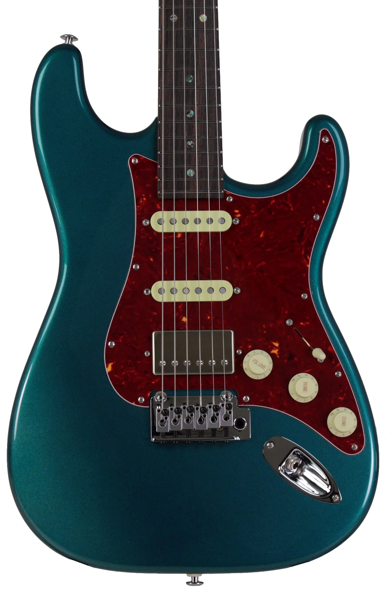 Suhr Select Classic S HSS Guitar, Roasted Neck, Ocean Turquoise Metallic, Tortoise Shell - Image 6