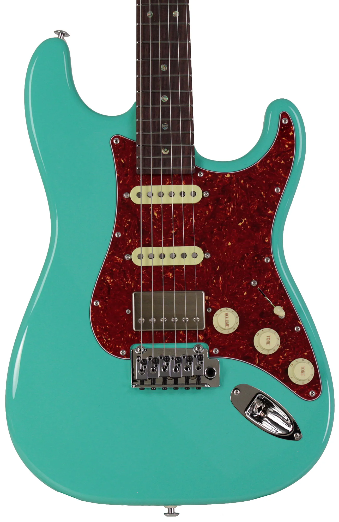Suhr Select Classic S HSS Guitar, Roasted Neck, Seafoam Green, Tortoise Shell - Image 3