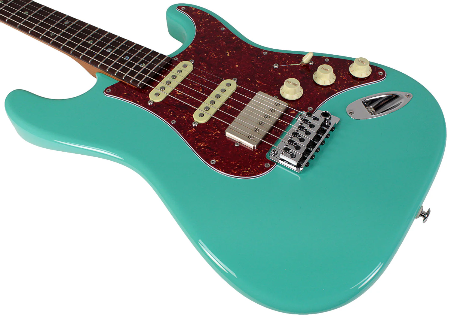 Suhr Select Classic S HSS Guitar, Roasted Neck, Seafoam Green, Tortoise Shell - Image 5