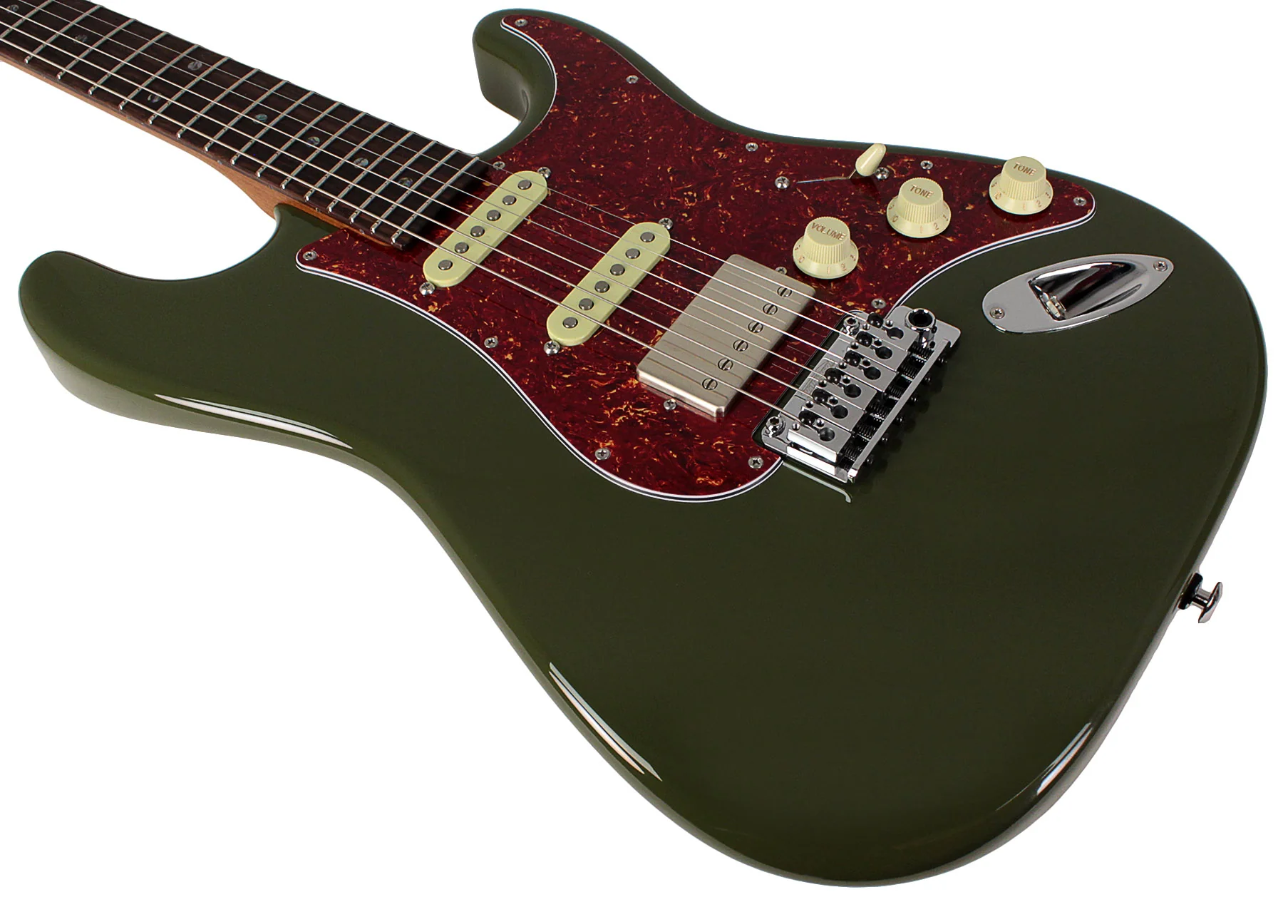 Suhr Select Classic S HSS Guitar, Roasted Neck, Forest Green, Tortoise Shell - Image 4