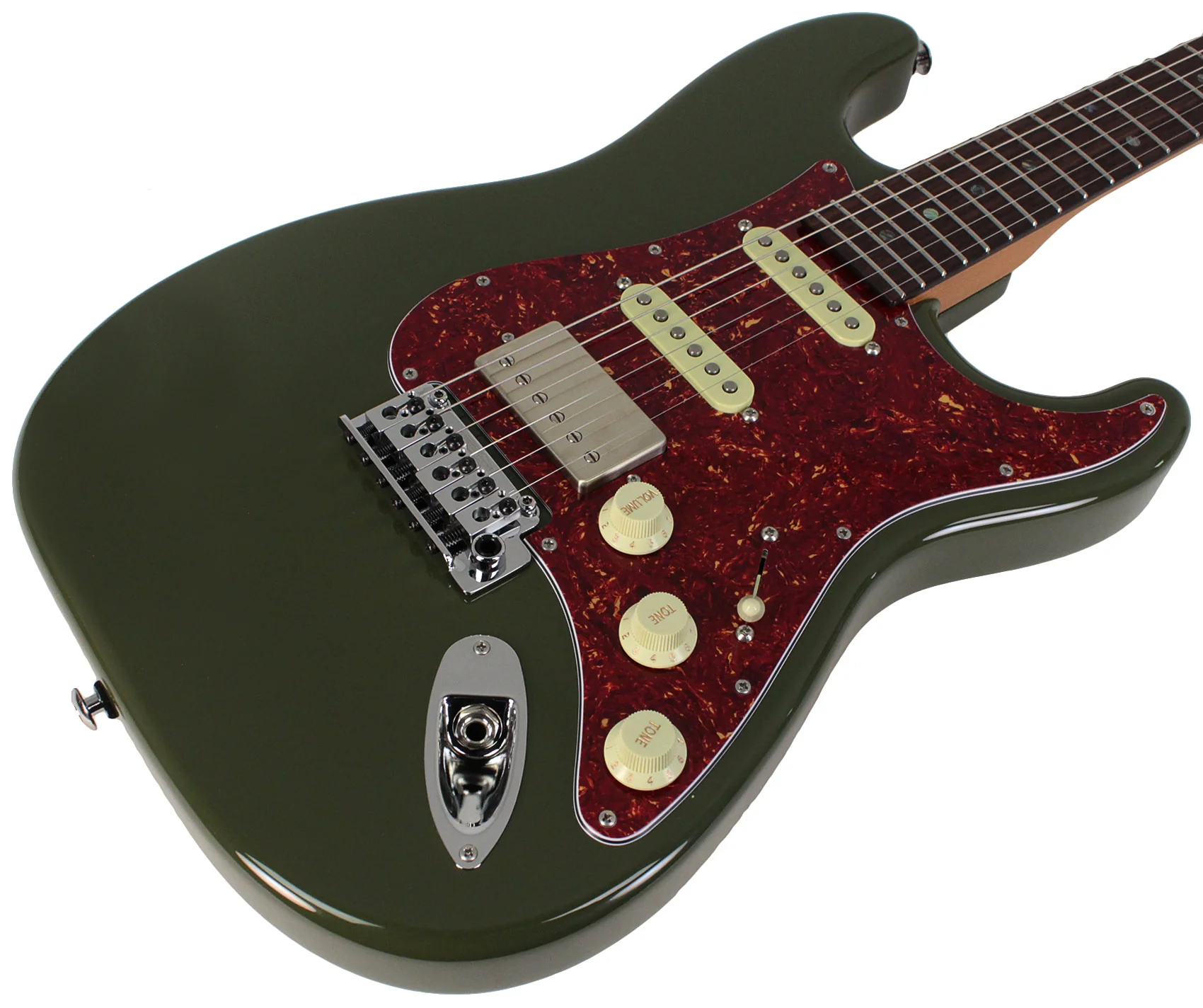 Suhr Select Classic S HSS Guitar, Roasted Neck, Forest Green, Tortoise Shell - Image 2