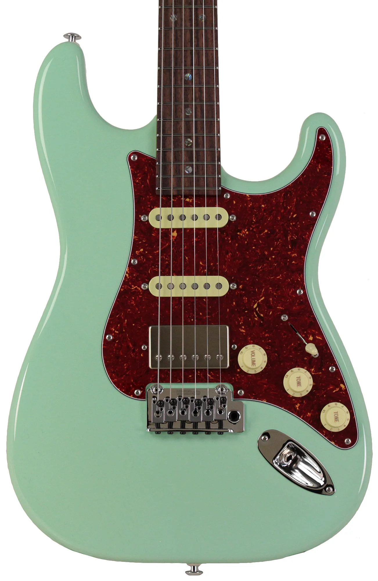 Suhr Select Classic S HSS Guitar, Roasted Neck, Surf Green, Tortoise Shell - Image 6