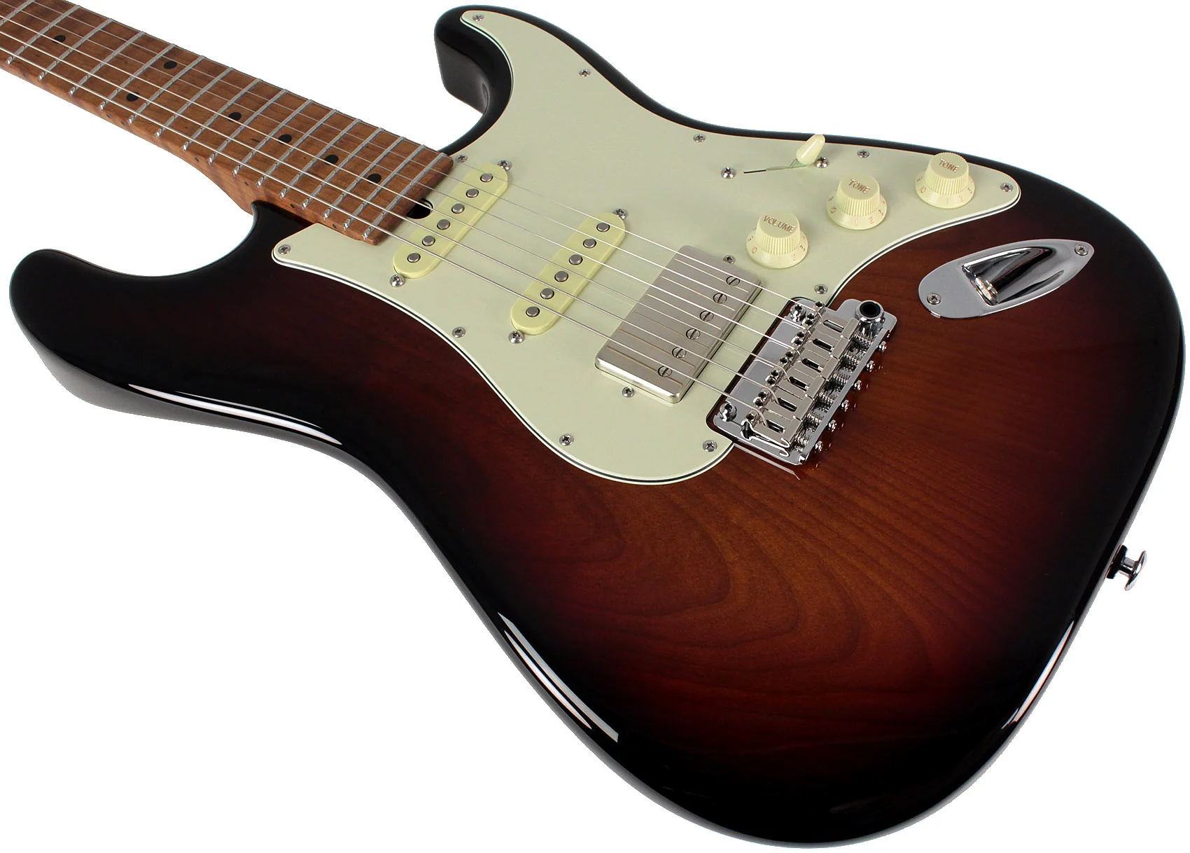 Suhr Select Classic S HSS Roasted Flamed Guitar, 3-Tone Burst, Maple - Image 4
