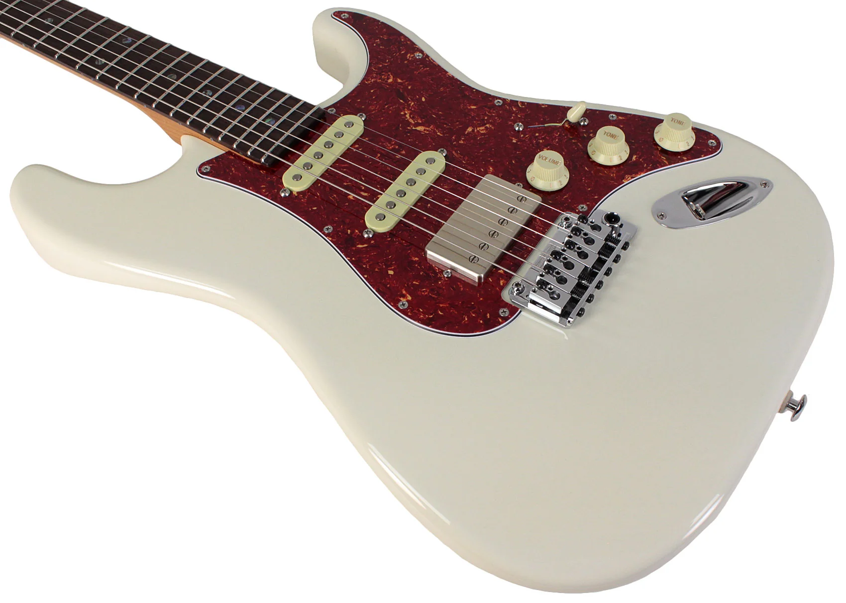 Suhr Select Classic S HSS Guitar, Roasted Neck, Olympic White, Tortoise Shell - Image 3