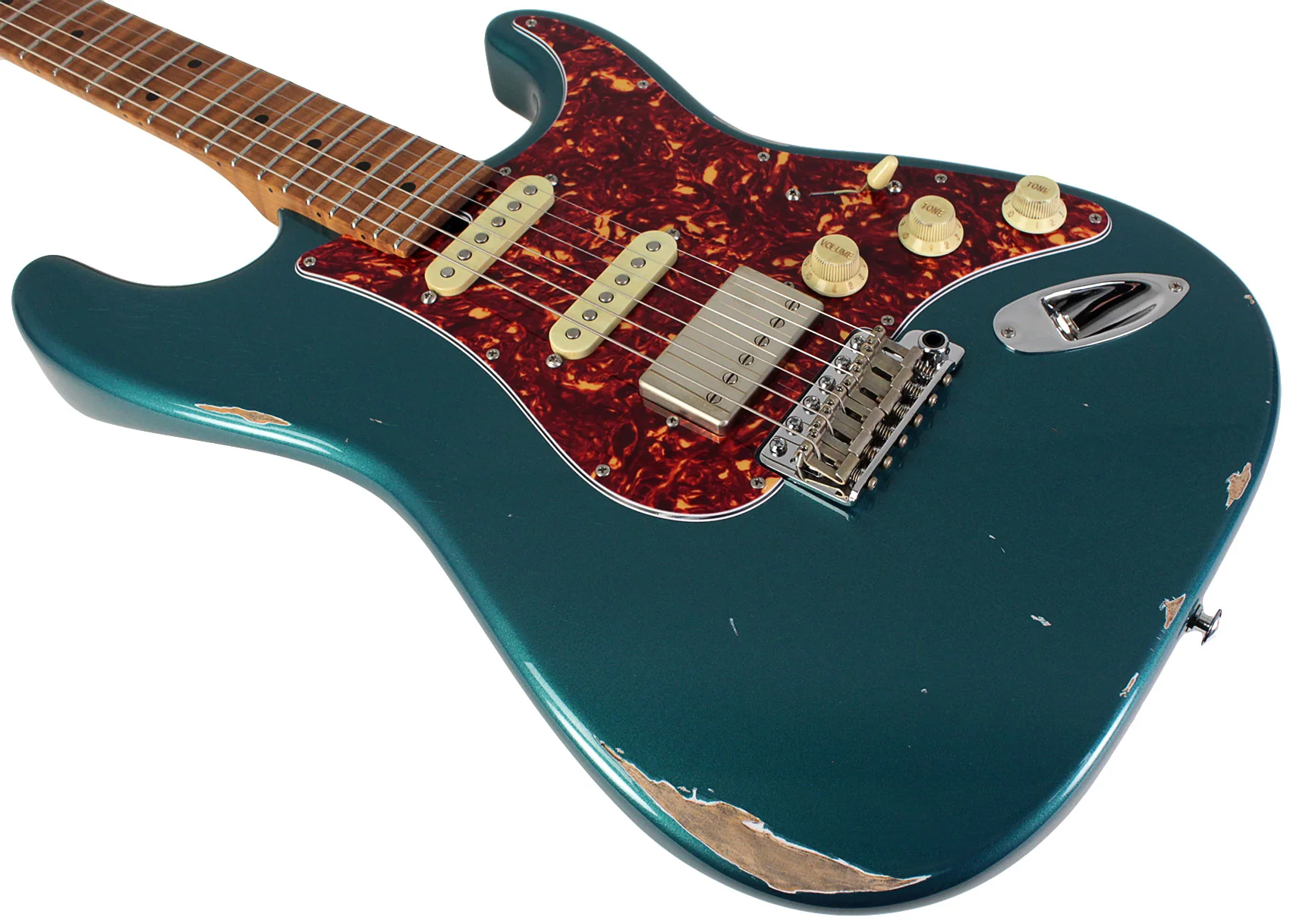 Suhr Select Classic S Antique HSS Guitar, Roasted Flamed Neck, Ocean Turquoise Metallic, Maple - Image 4