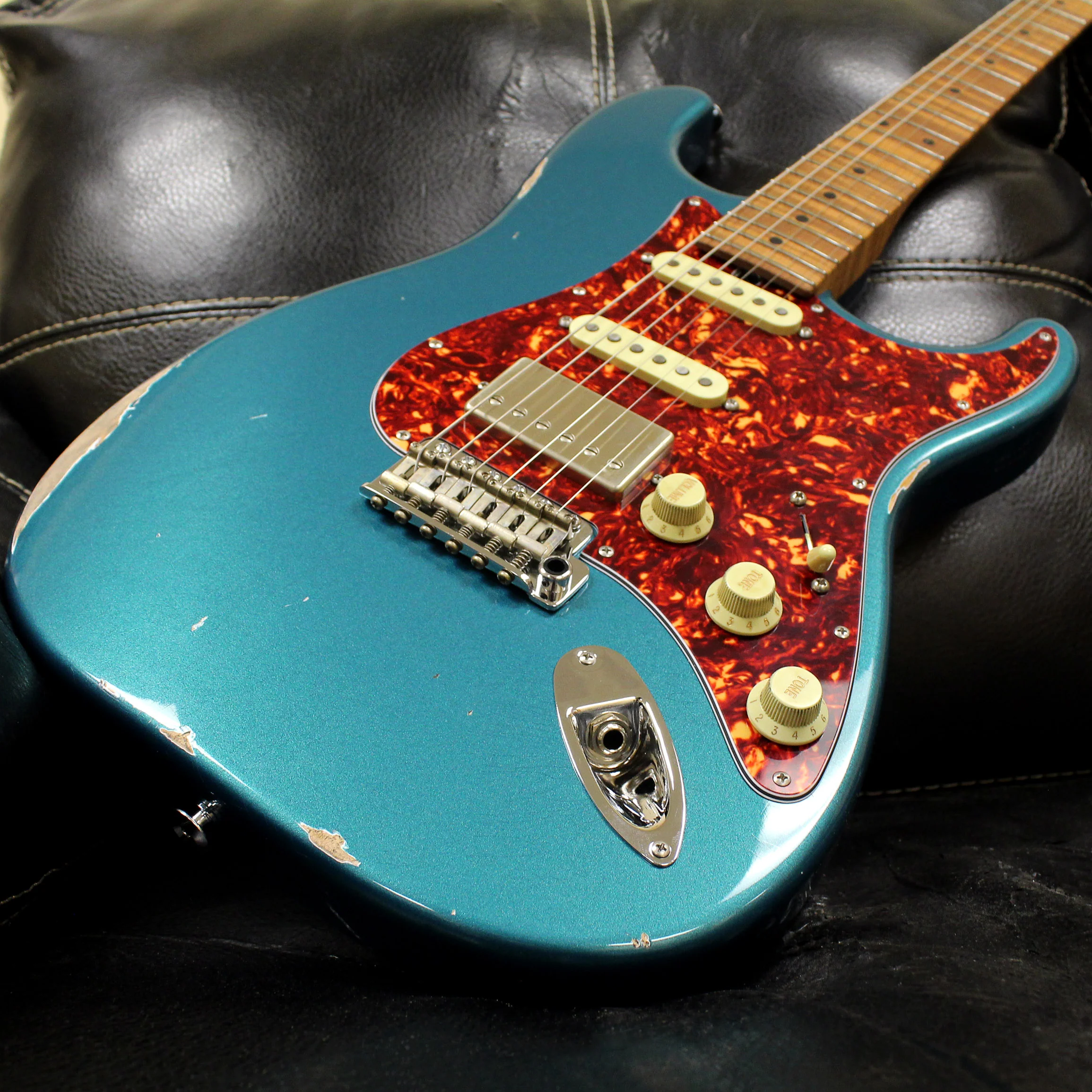 Suhr Select Classic S Antique HSS Guitar, Roasted Flamed Neck, Ocean Turquoise Metallic, Maple - Image 9