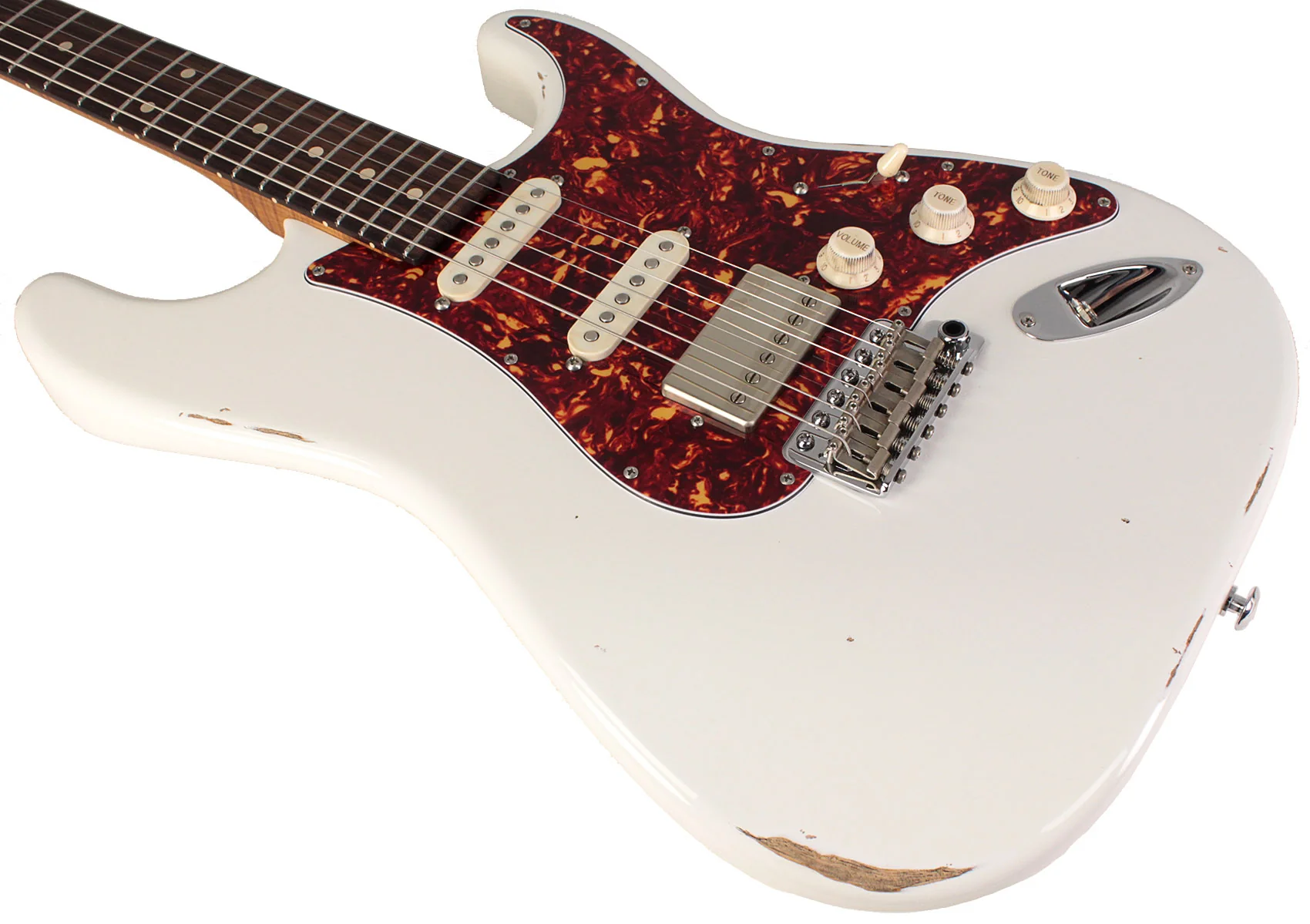 Suhr Select Classic S Antique HSS Guitar, Roasted Flamed Neck, Olympic White, Rosewood - Image 4