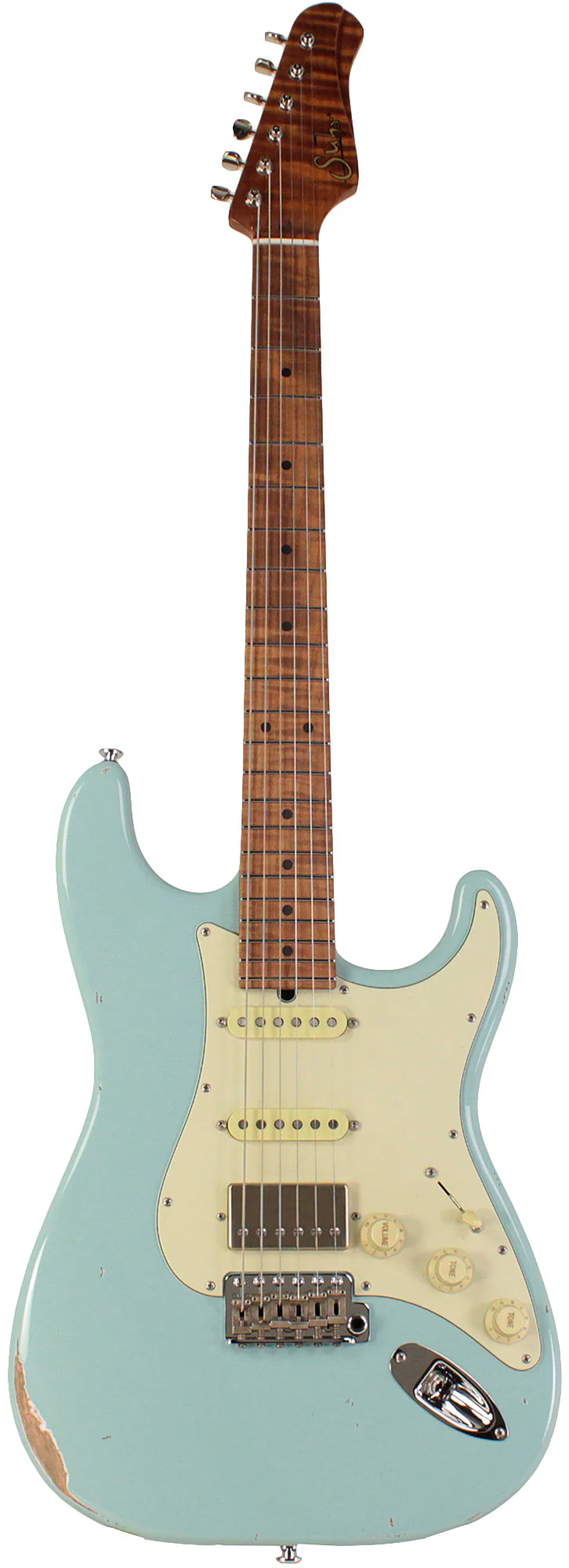 Suhr Select Classic S Antique HSS Guitar, Roasted Flamed Neck, Sonic Blue, Maple