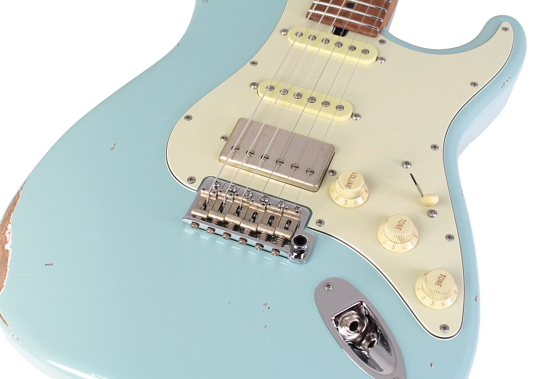 Suhr Select Classic S Antique HSS Guitar, Roasted Flamed Neck, Sonic Blue, Maple - Image 3