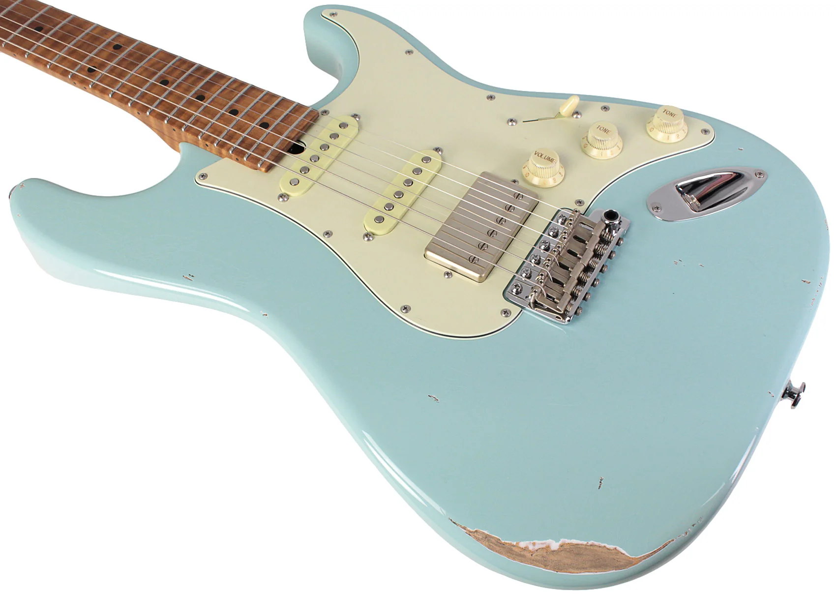 Suhr Select Classic S Antique HSS Guitar, Roasted Flamed Neck, Sonic Blue, Maple - Image 4