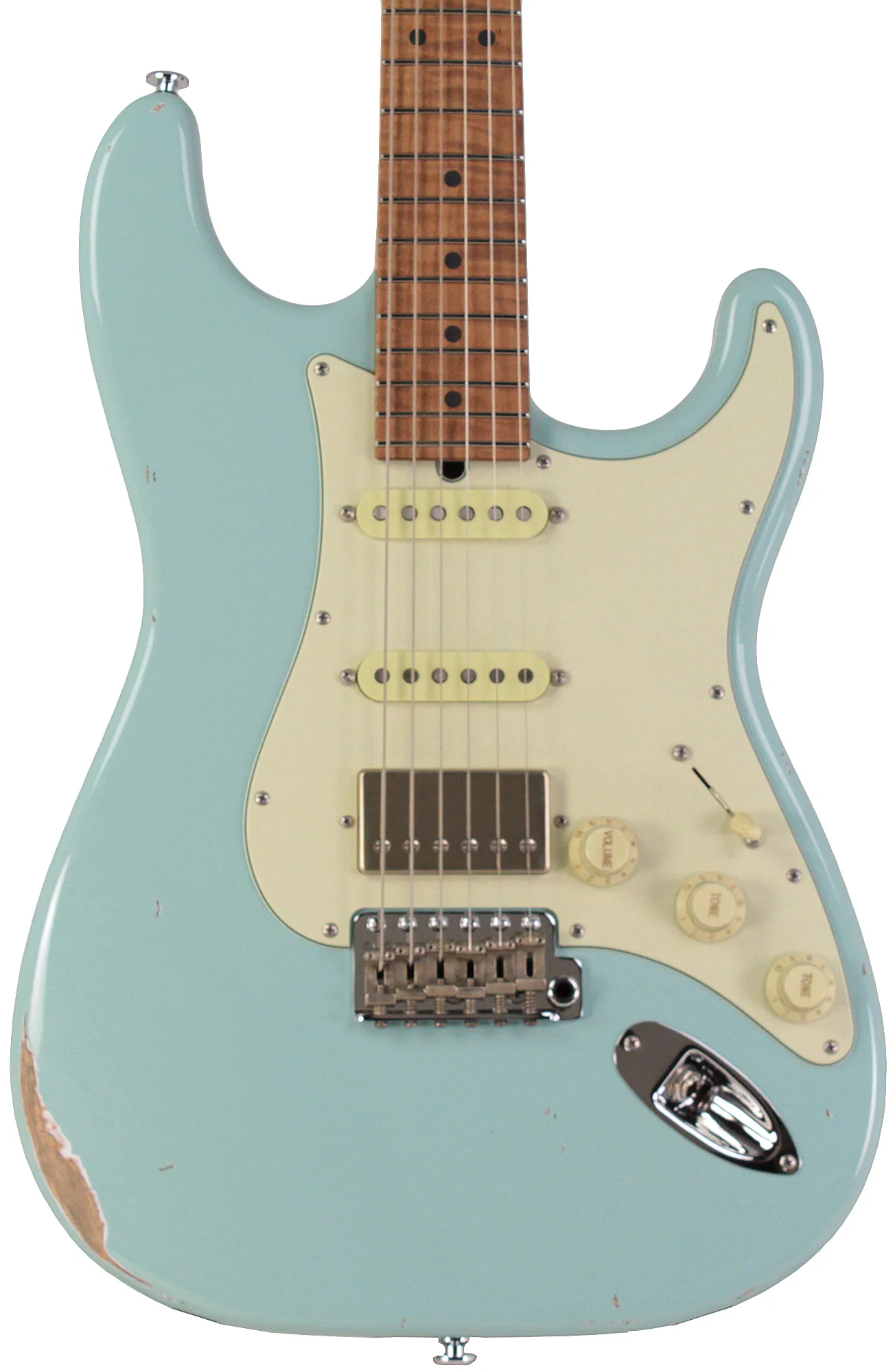 Suhr Select Classic S Antique HSS Guitar, Roasted Flamed Neck, Sonic Blue, Maple - Image 6