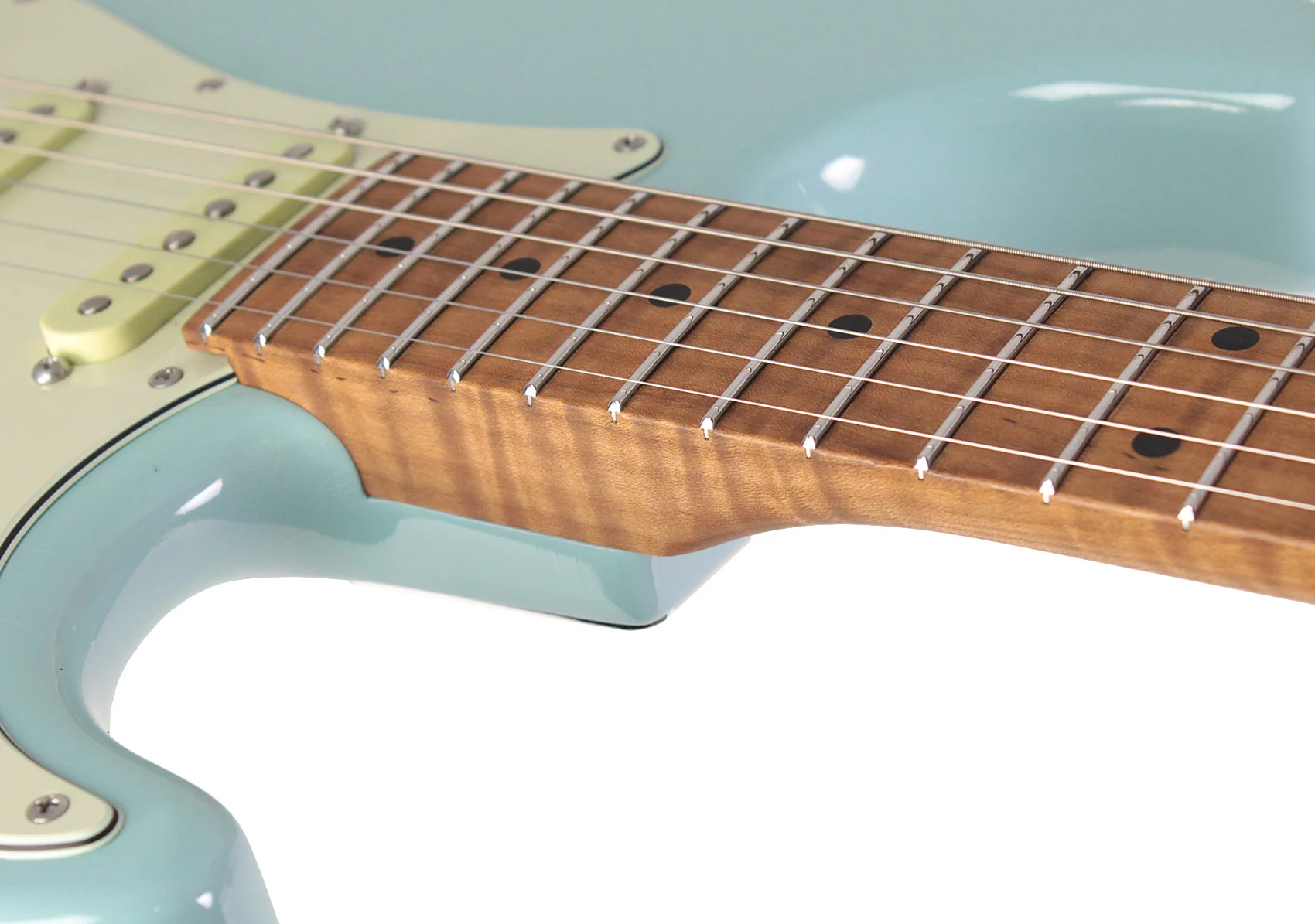 Suhr Select Classic S Antique HSS Guitar, Roasted Flamed Neck, Sonic Blue, Maple - Image 8