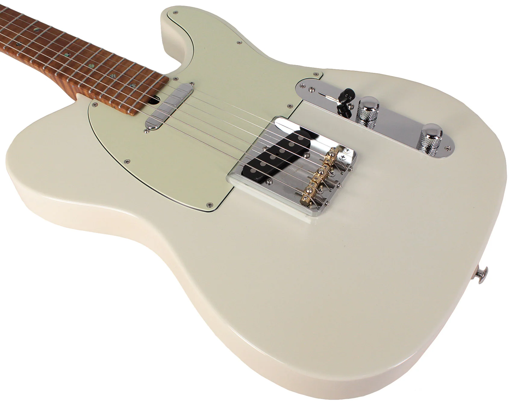 Suhr Select Classic T Roasted, Flamed, Swamp Ash, Olympic White, Aged Green - Image 3