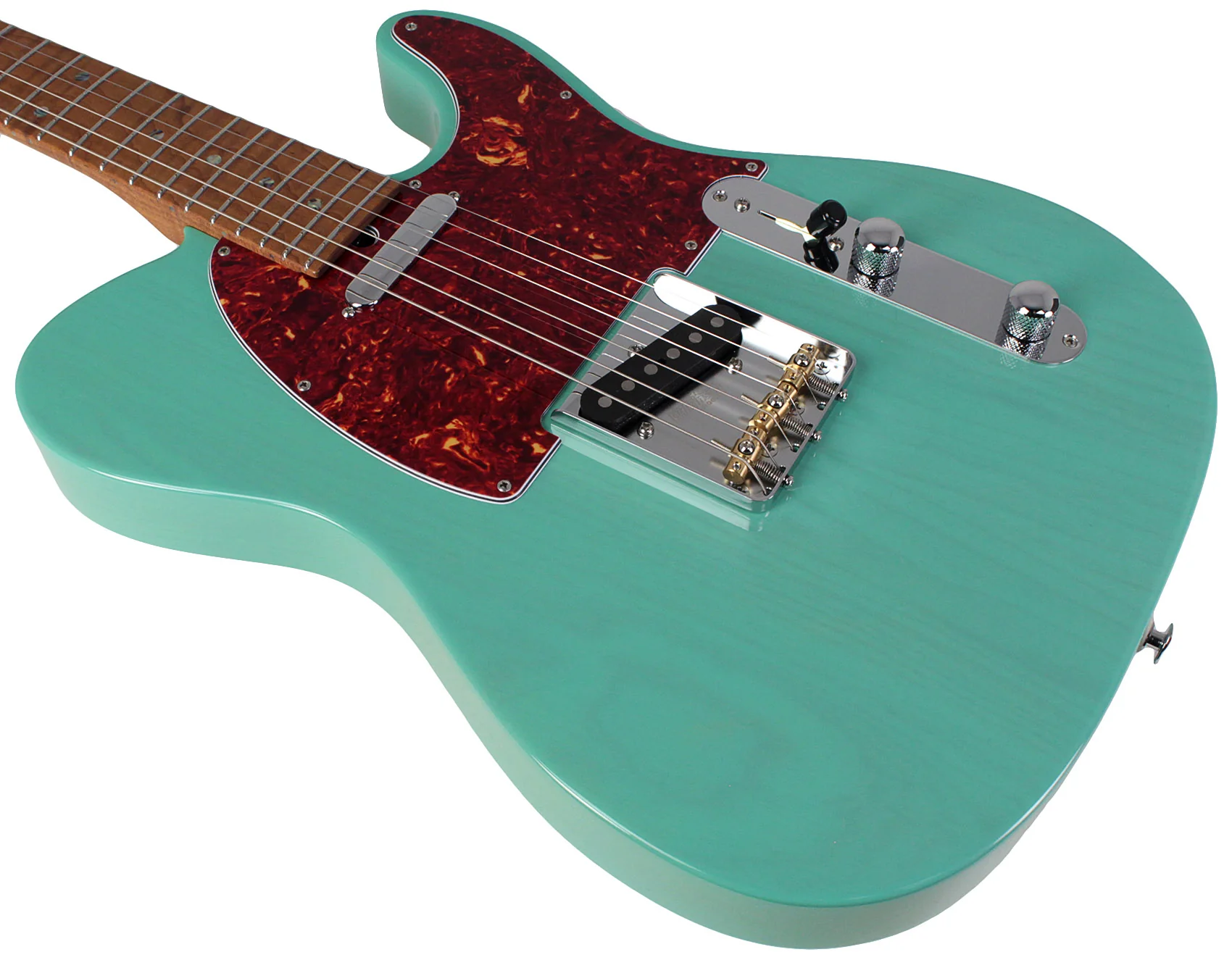 Suhr Select Classic T Roasted, Flamed, Swamp Ash, Trans Surf Green, Hardshell - Image 4