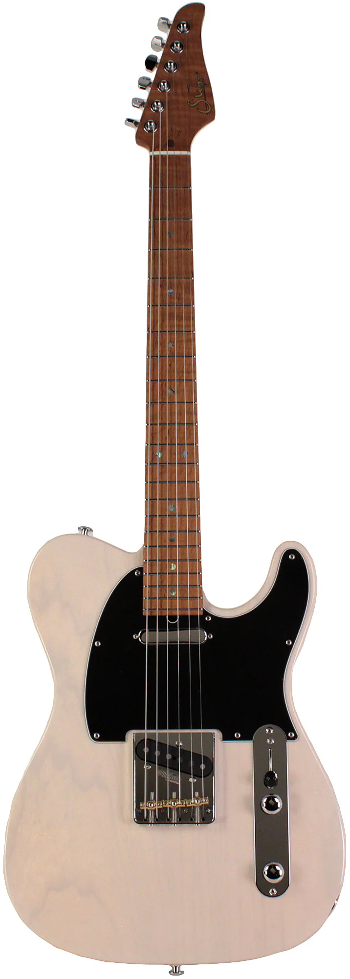 Suhr Select Classic T Roasted, Flamed, Swamp Ash, Trans White, Hardshell