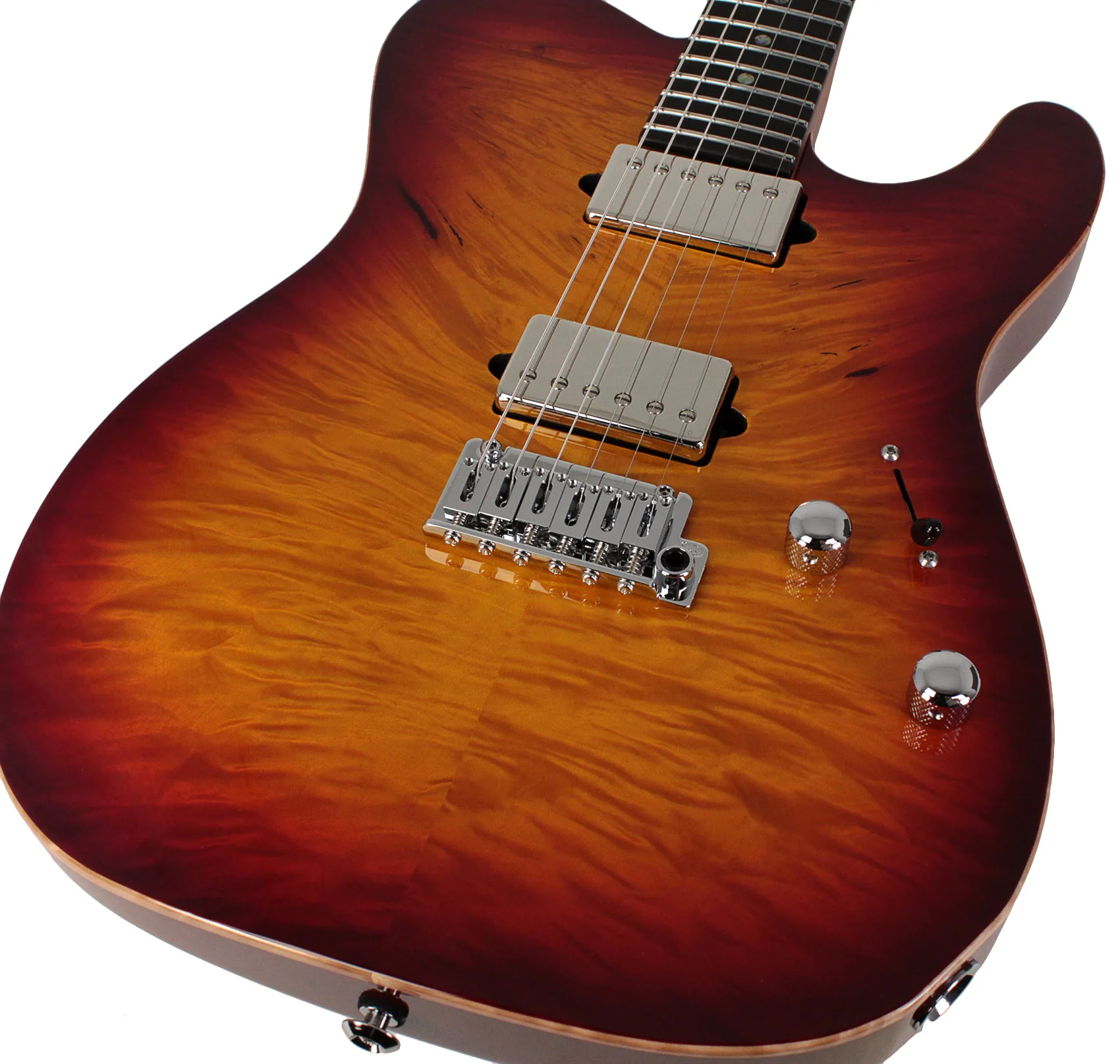 Suhr Select Modern T Mahogany Guitar, Burl, Aged Cherry Burst - Image 3