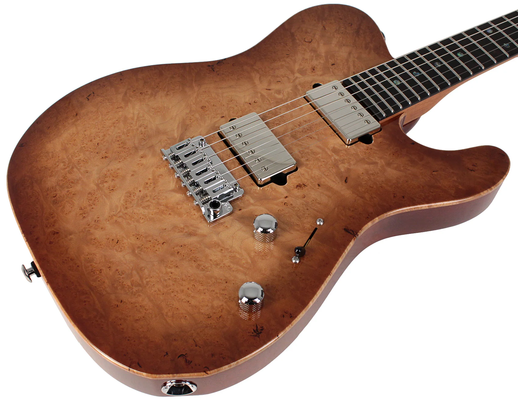 Suhr Select Modern T Mahogany Guitar, Burl, Natural Burst - Image 2