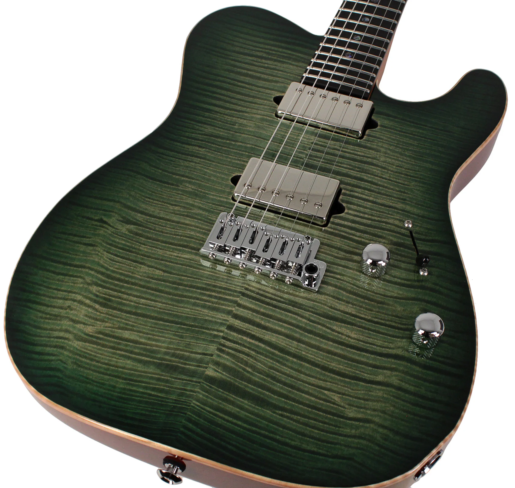 Suhr Select Modern T Mahogany Guitar, Faded Trans Green Burst - Image 3