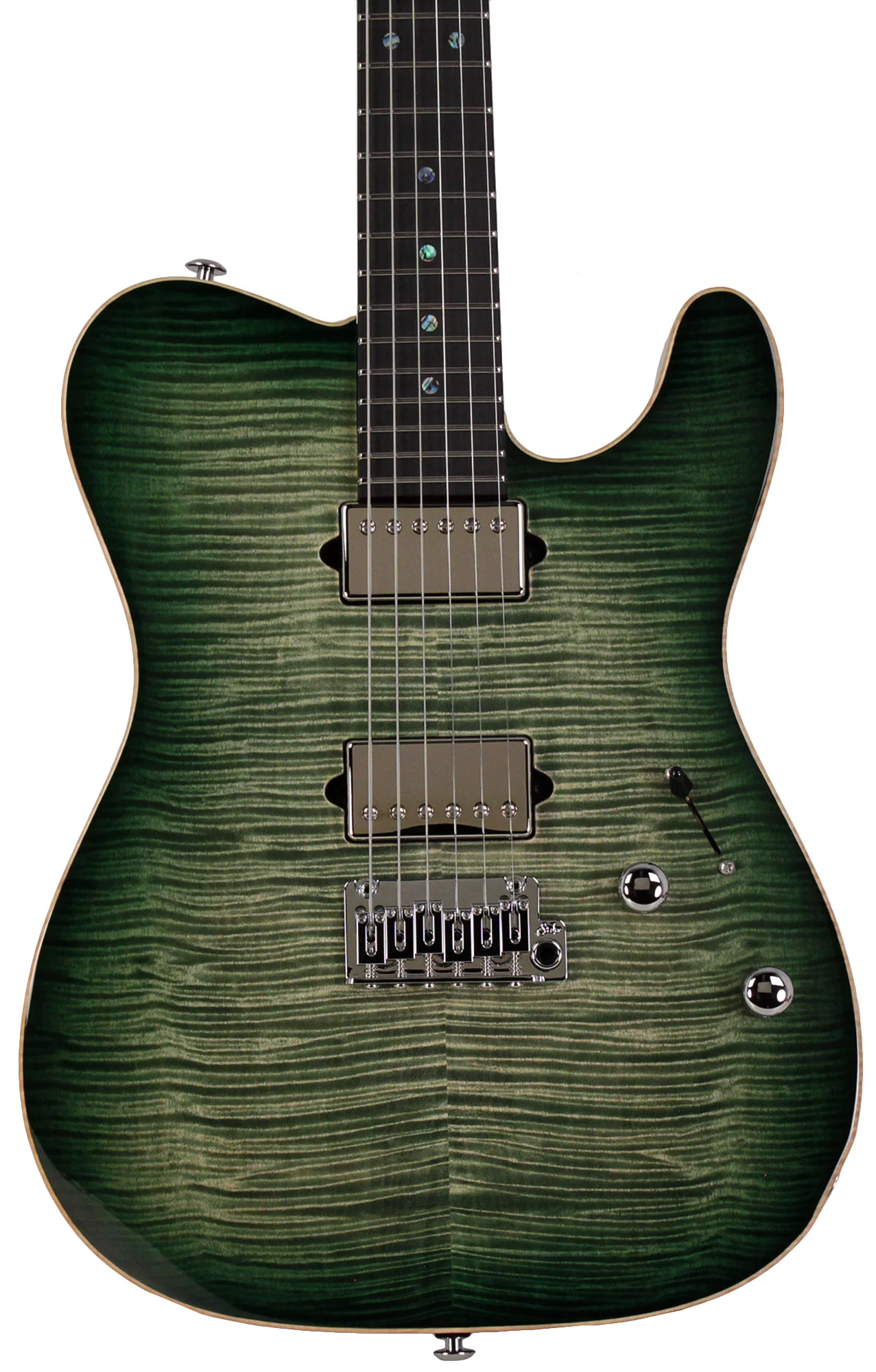 Suhr Select Modern T Mahogany Guitar, Faded Trans Green Burst - Image 6