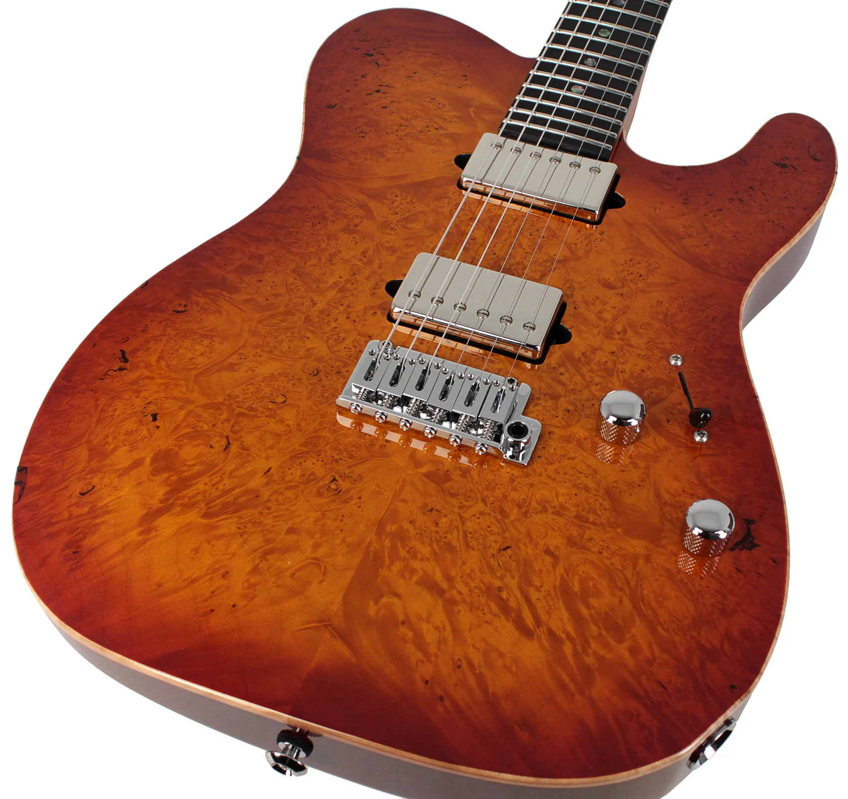 Suhr Select Modern T Mahogany Guitar, Honey Burst Burl - Image 3