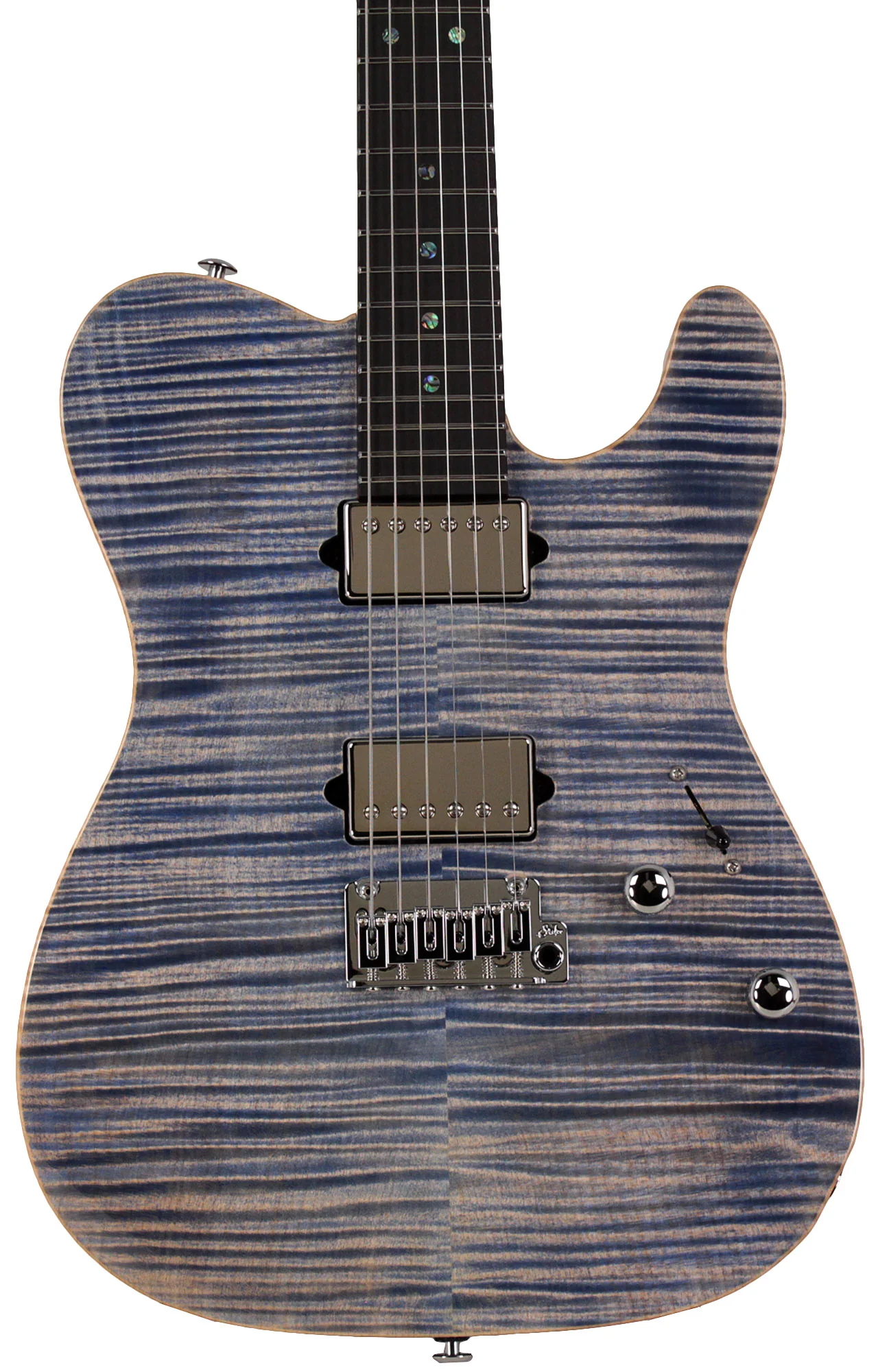 Suhr Select Modern T Mahogany Guitar, Trans Blue Denim Slate - Image 6