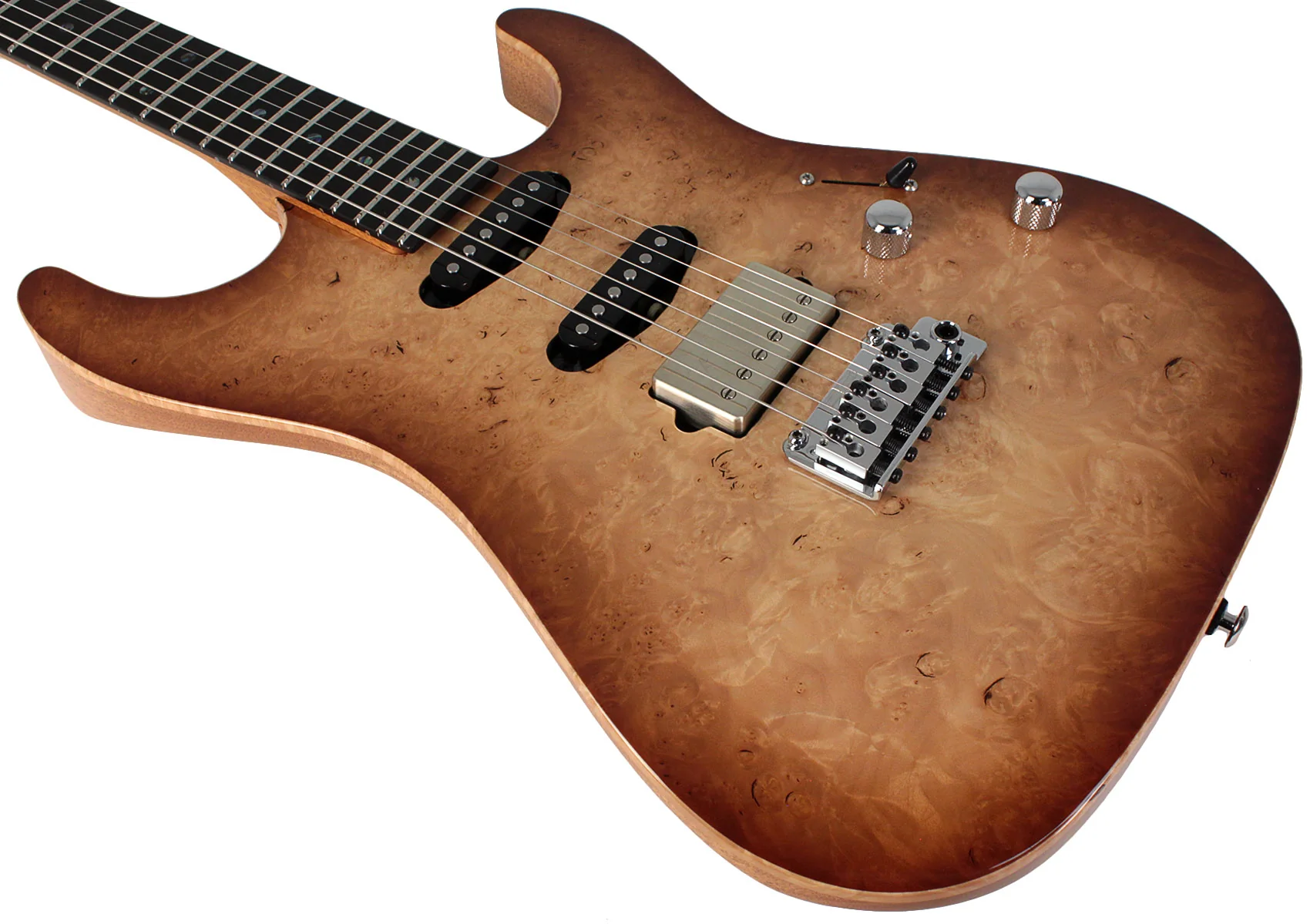 Suhr Select Standard Mahogany Guitar, Burl Natural Burst - Image 4