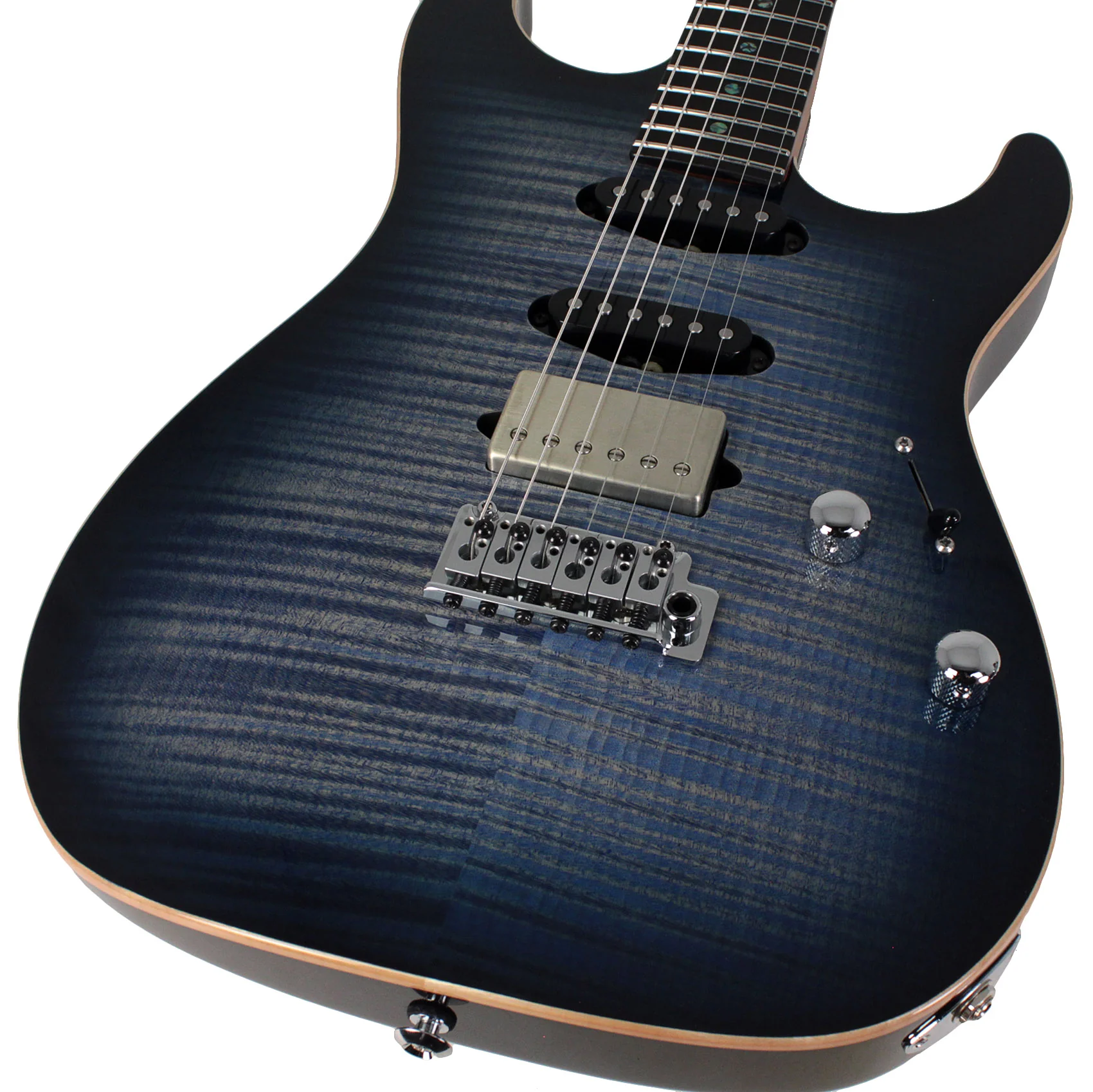 Suhr Select Standard Mahogany Guitar, Faded Trans Whale Blue Burst - Image 3