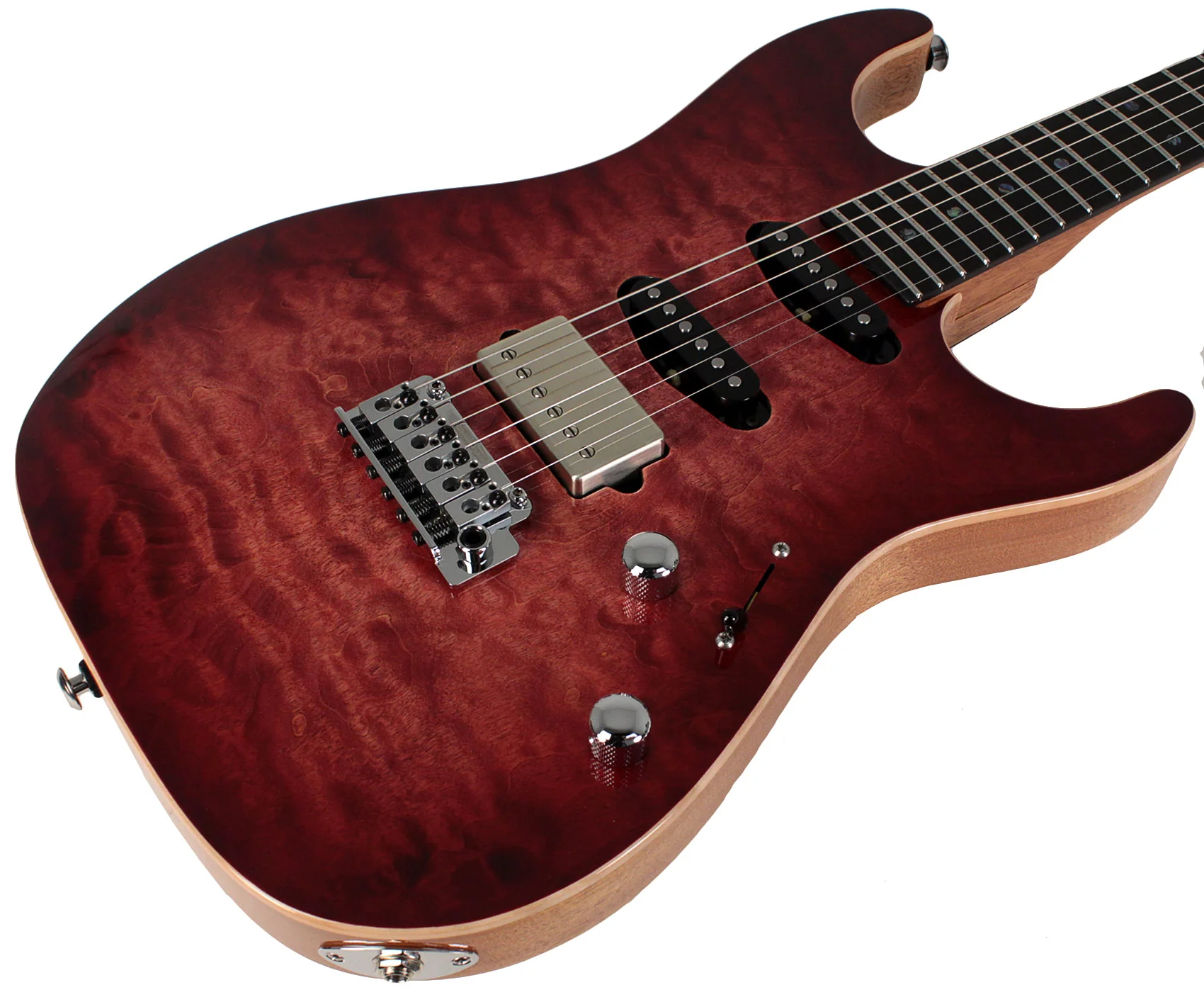 Suhr Select Standard Mahogany Guitar, Quilted Faded Trans Red Wine Burst - Image 2