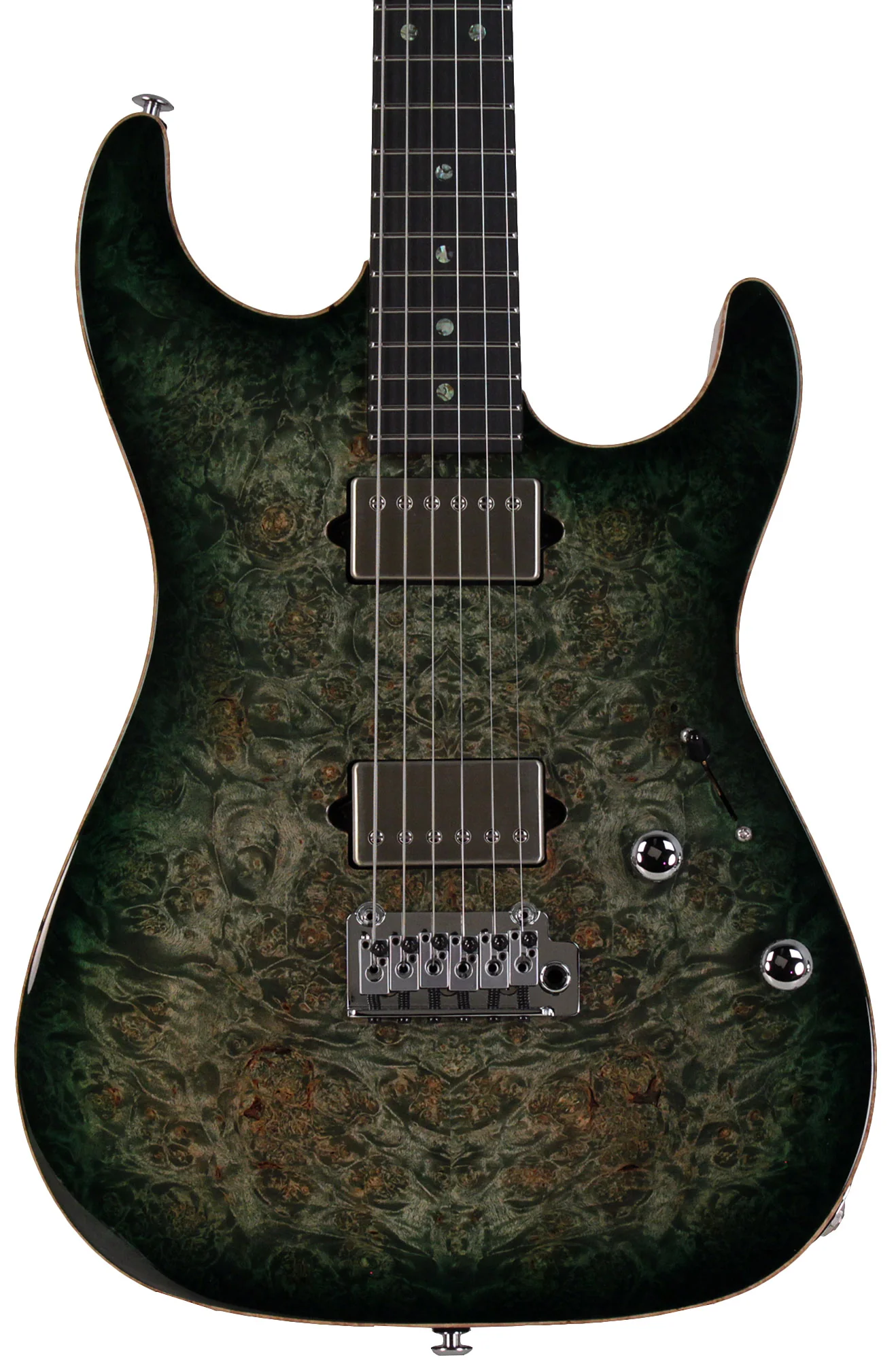 Suhr Select Standard Mahogany HH Guitar, Burl Trans Green Burst - Image 6