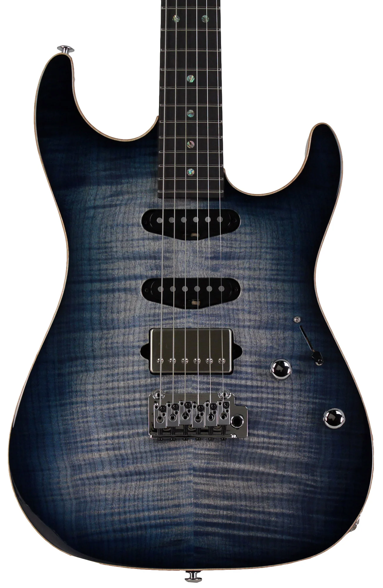 Suhr Select Standard Mahogany Guitar, Faded Trans Whale Blue Burst - Image 6