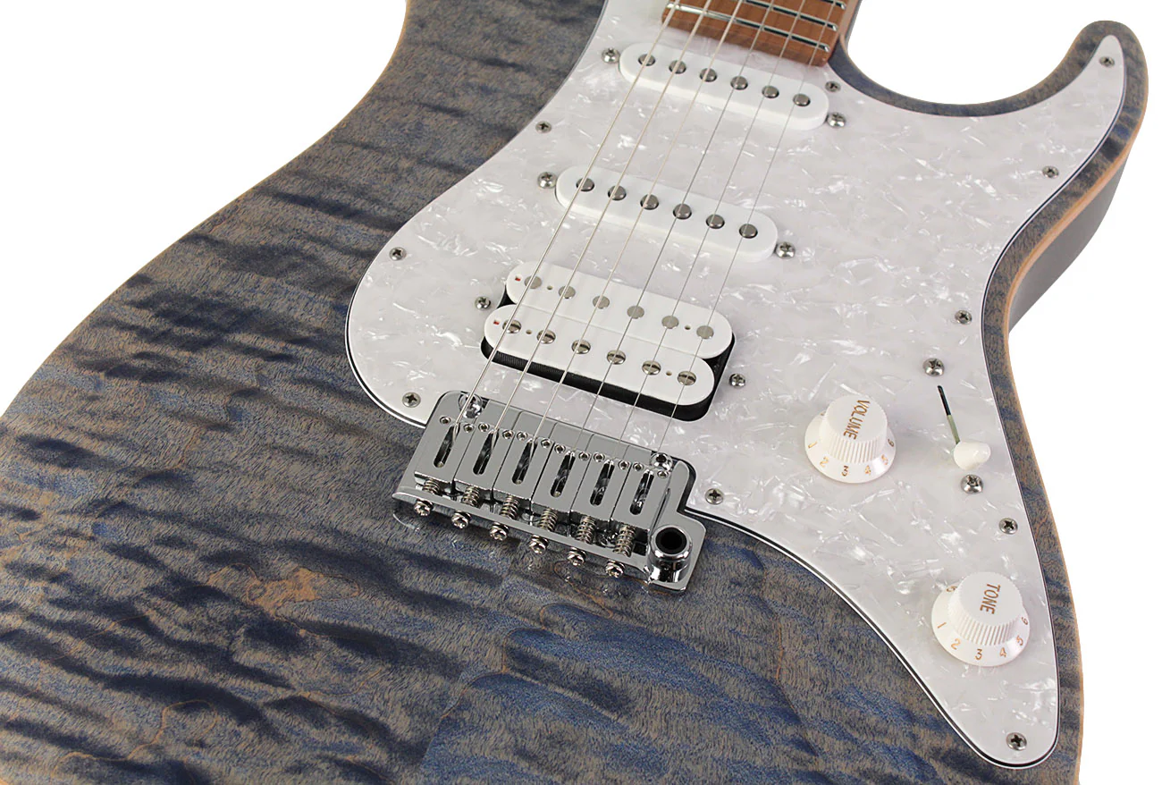 Suhr Standard Plus Guitar, Trans Blue Denim Slate, Roasted Maple - Image 3