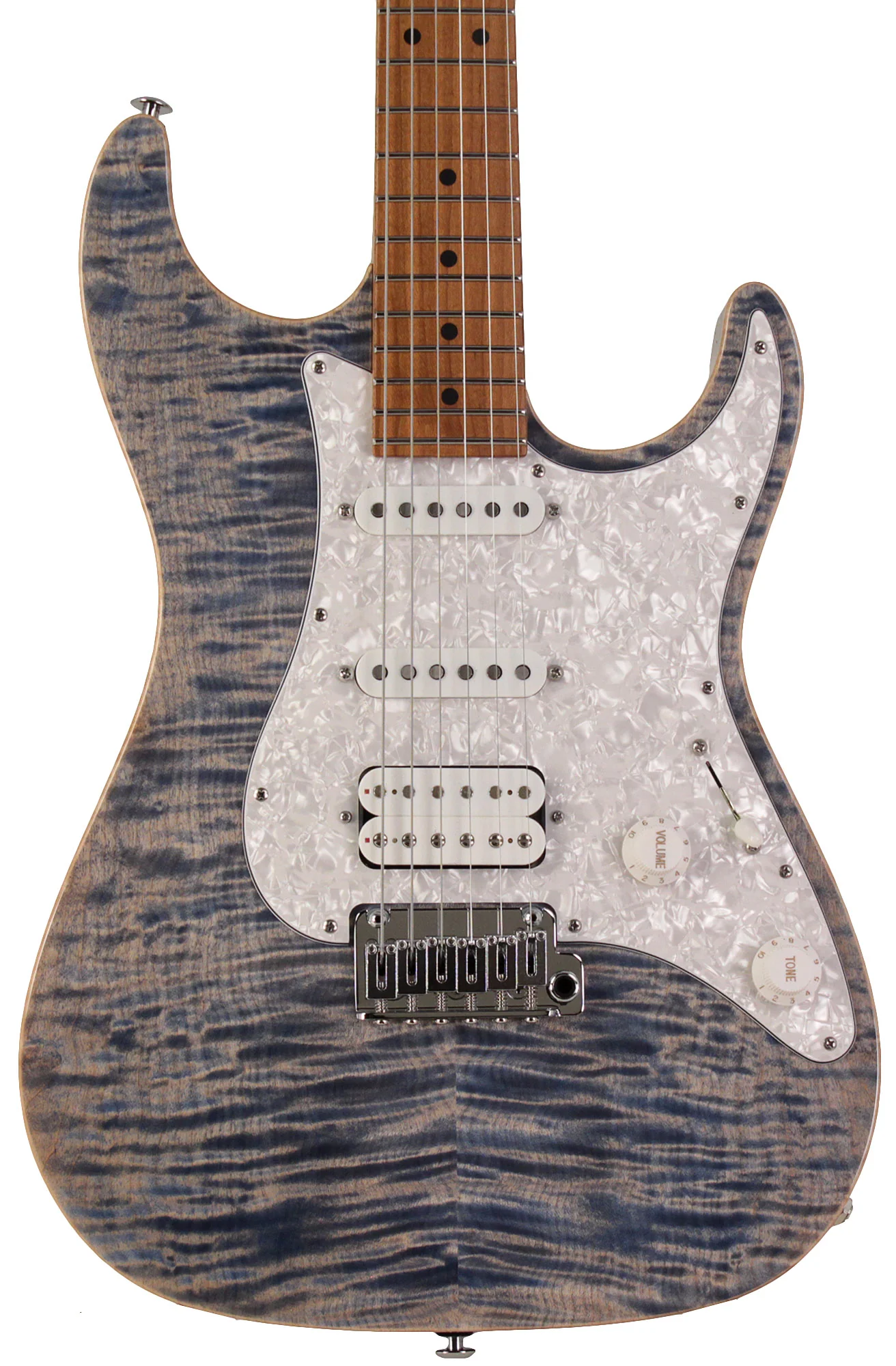 Suhr Standard Plus Guitar, Trans Blue Denim Slate, Roasted Maple - Image 6