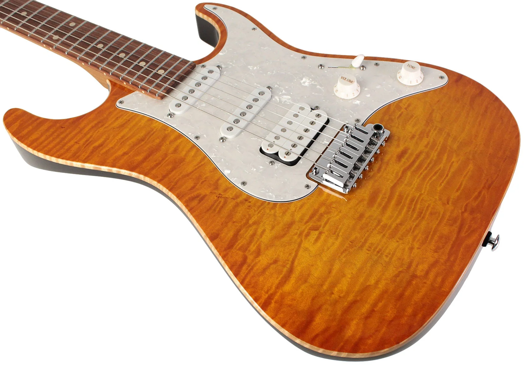 Suhr Standard Plus Guitar, Trans Honey Amber Burst, Pau Ferro - Image 4