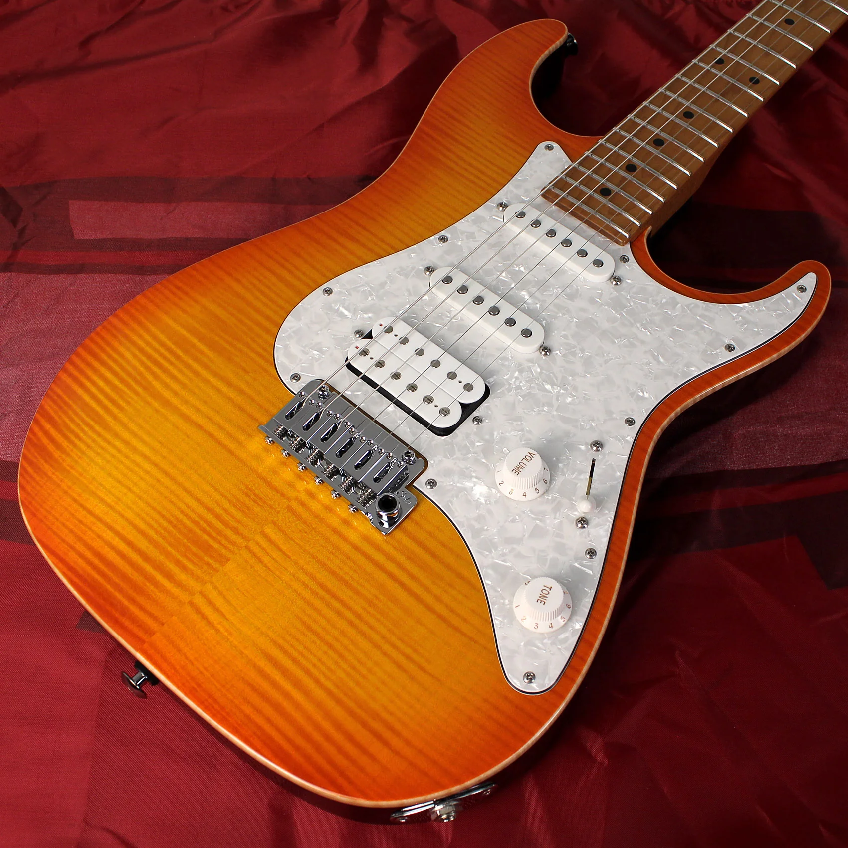 Suhr Standard Plus Guitar, Trans Honey Amber Burst, Roasted Maple - Image 16
