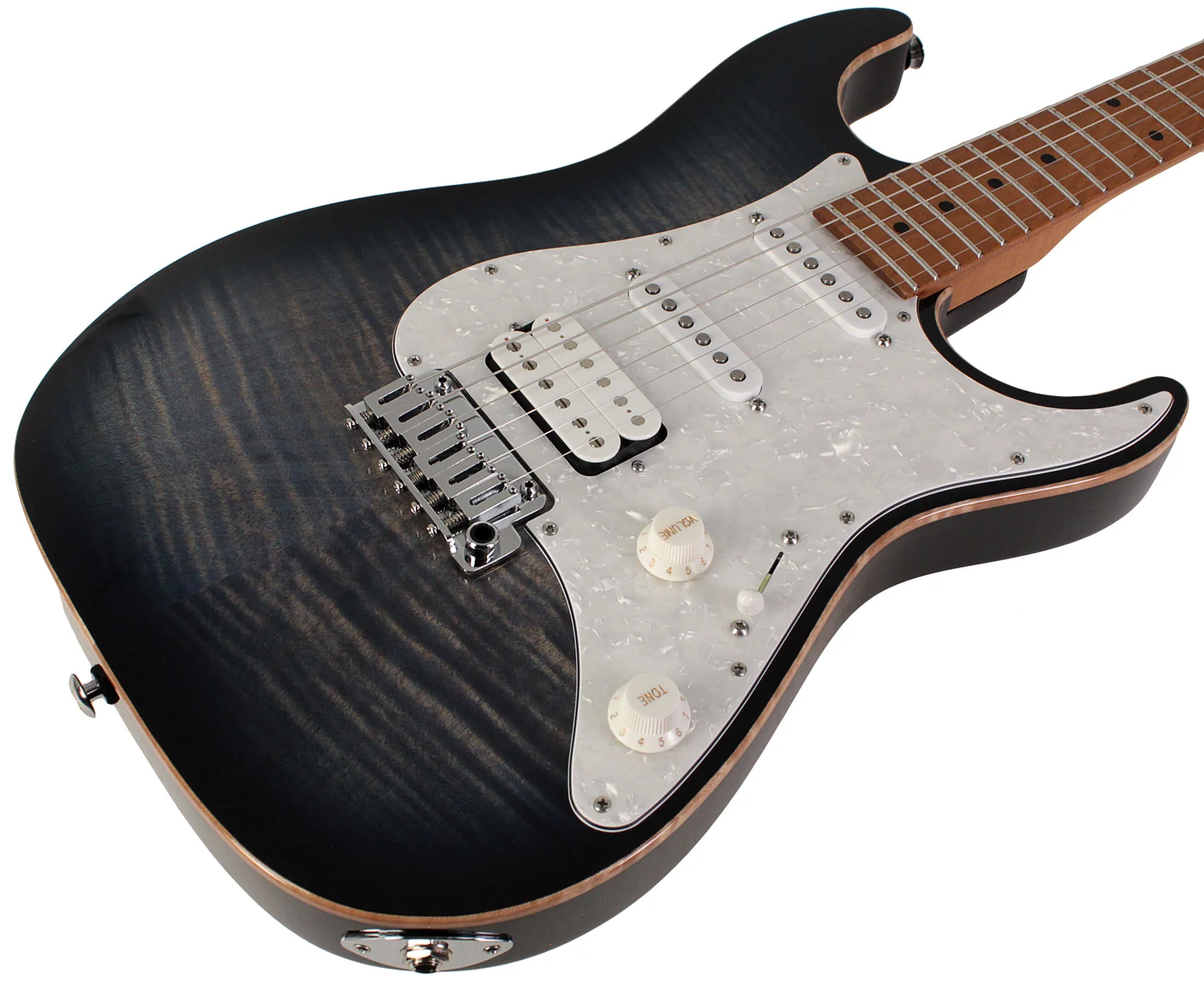 Suhr Standard Plus Guitar, Trans Whale Blue Burst, Roasted Maple - Image 2
