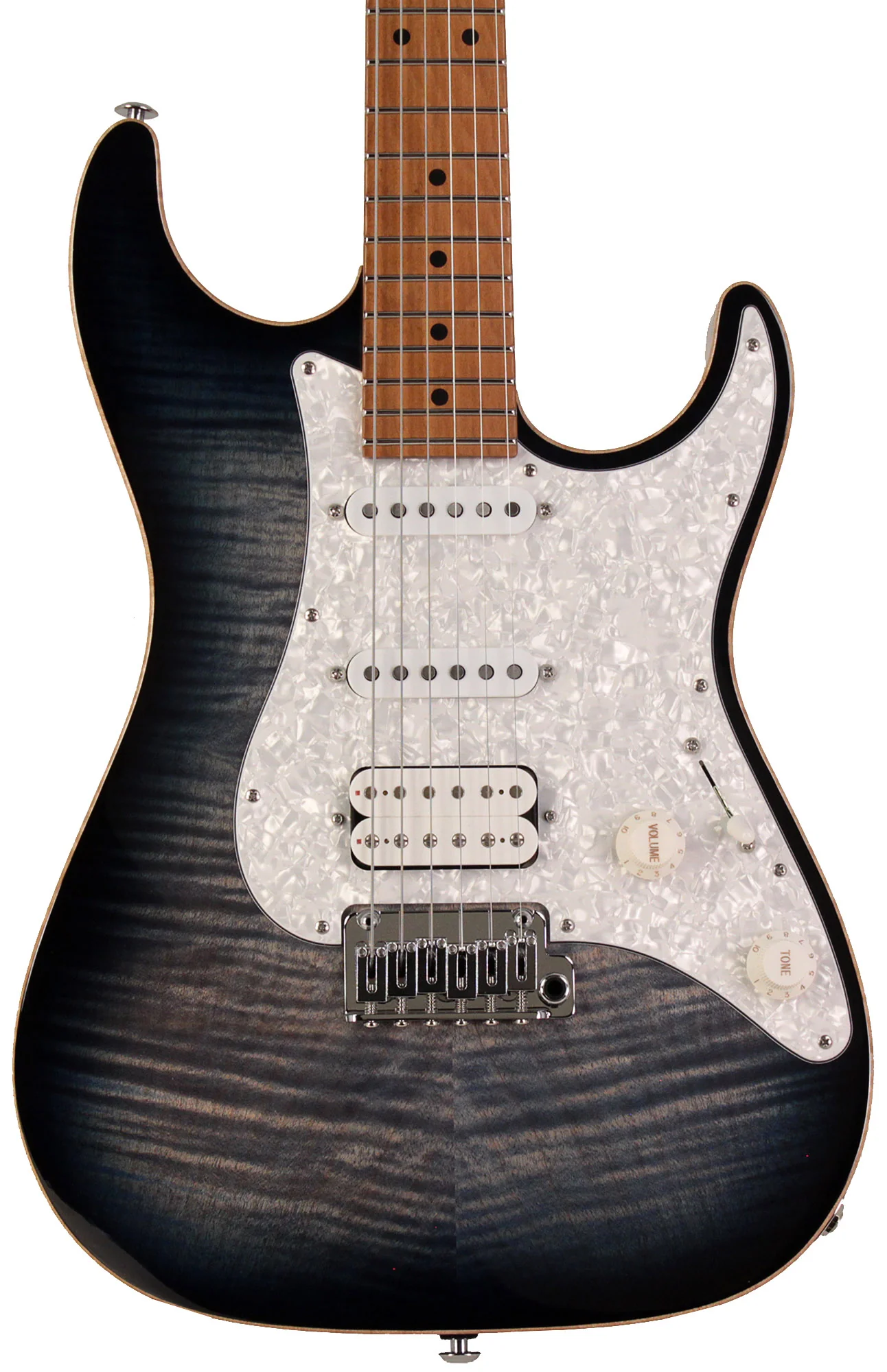 Suhr Standard Plus Guitar, Trans Whale Blue Burst, Roasted Maple - Image 6