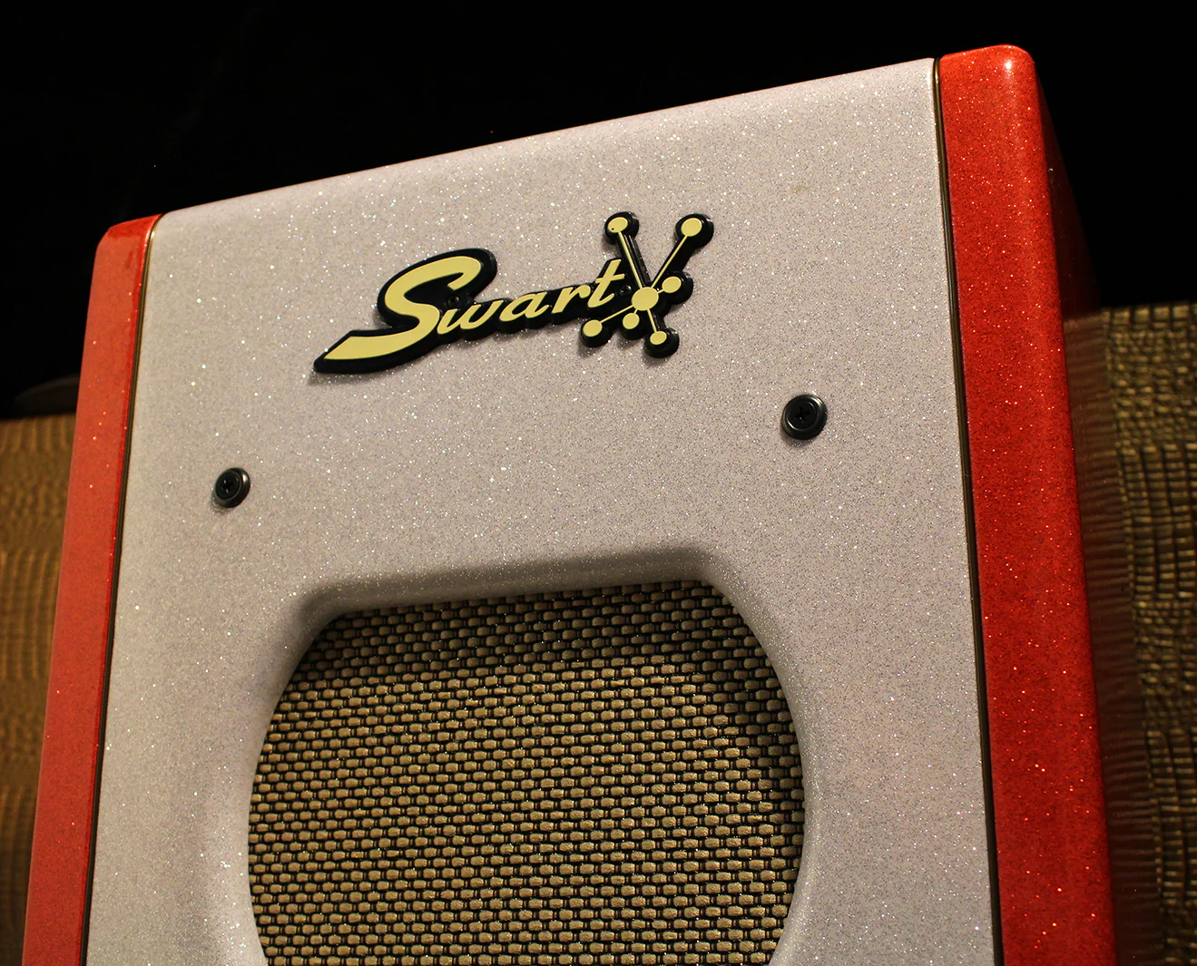 Swart Space Tone Atomic Jr Amp, White, Red Sparkle - Image 4