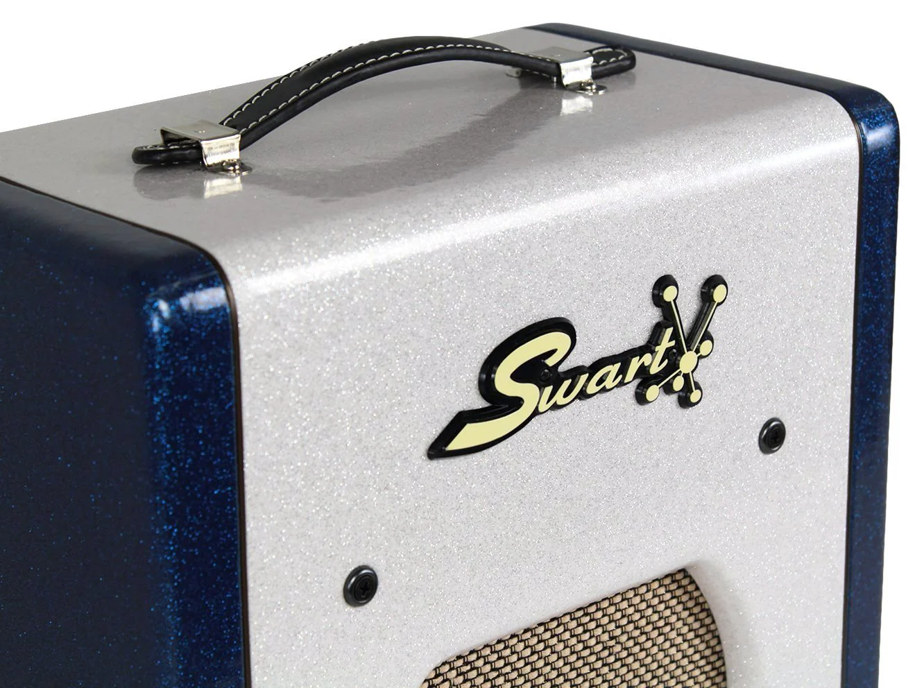 Swart Space Tone Atomic Jr Amp, White, Blue Sparkle - Image 3