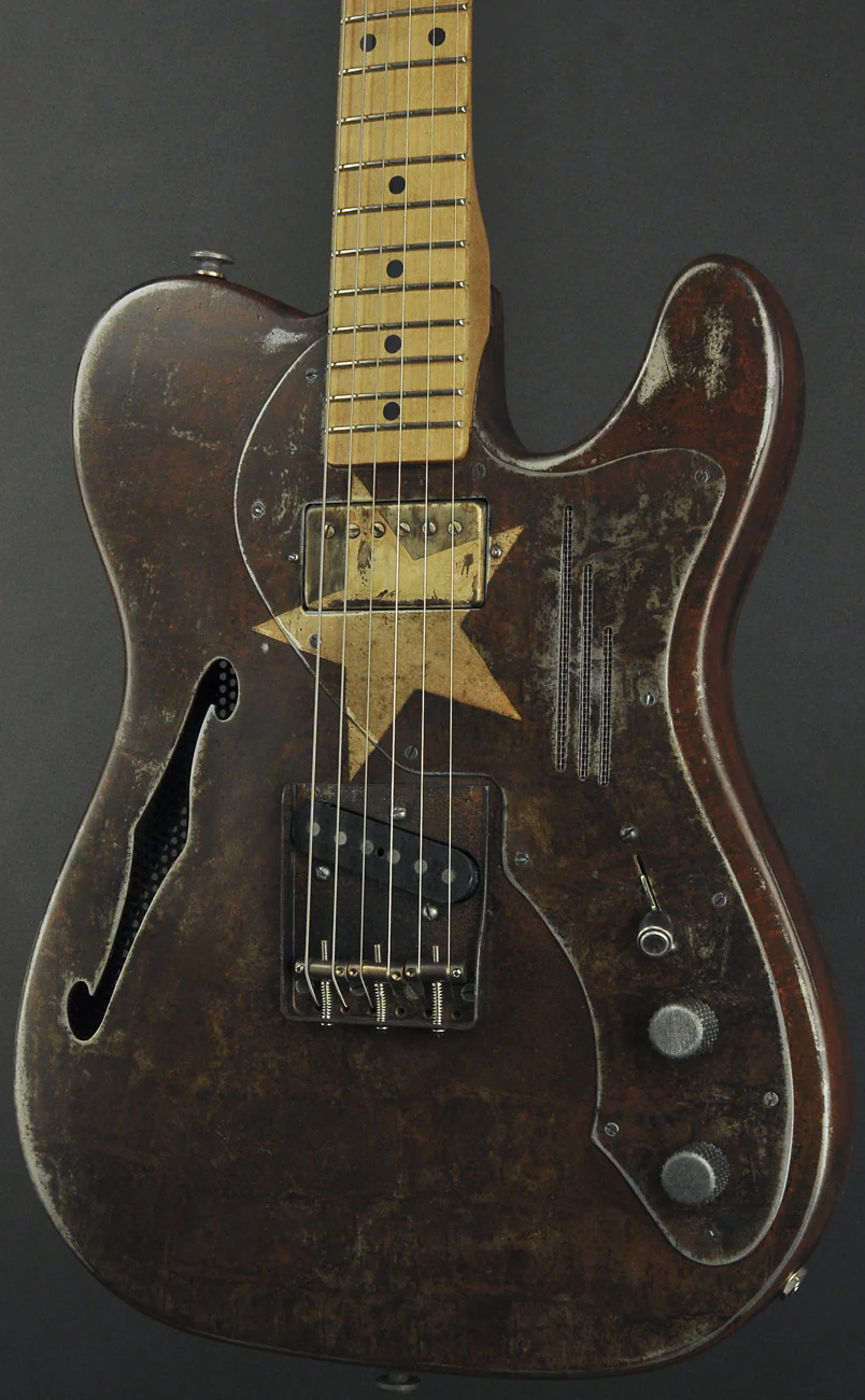 Trussart Deluxe Steelcaster Guitar Rust-O-Matic Cream Star - Image 5